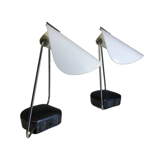 Pair of sconces Arteluce, black metal, opaline glass, by P. Rizzatto, Italy, 1970s. - DIMENSION