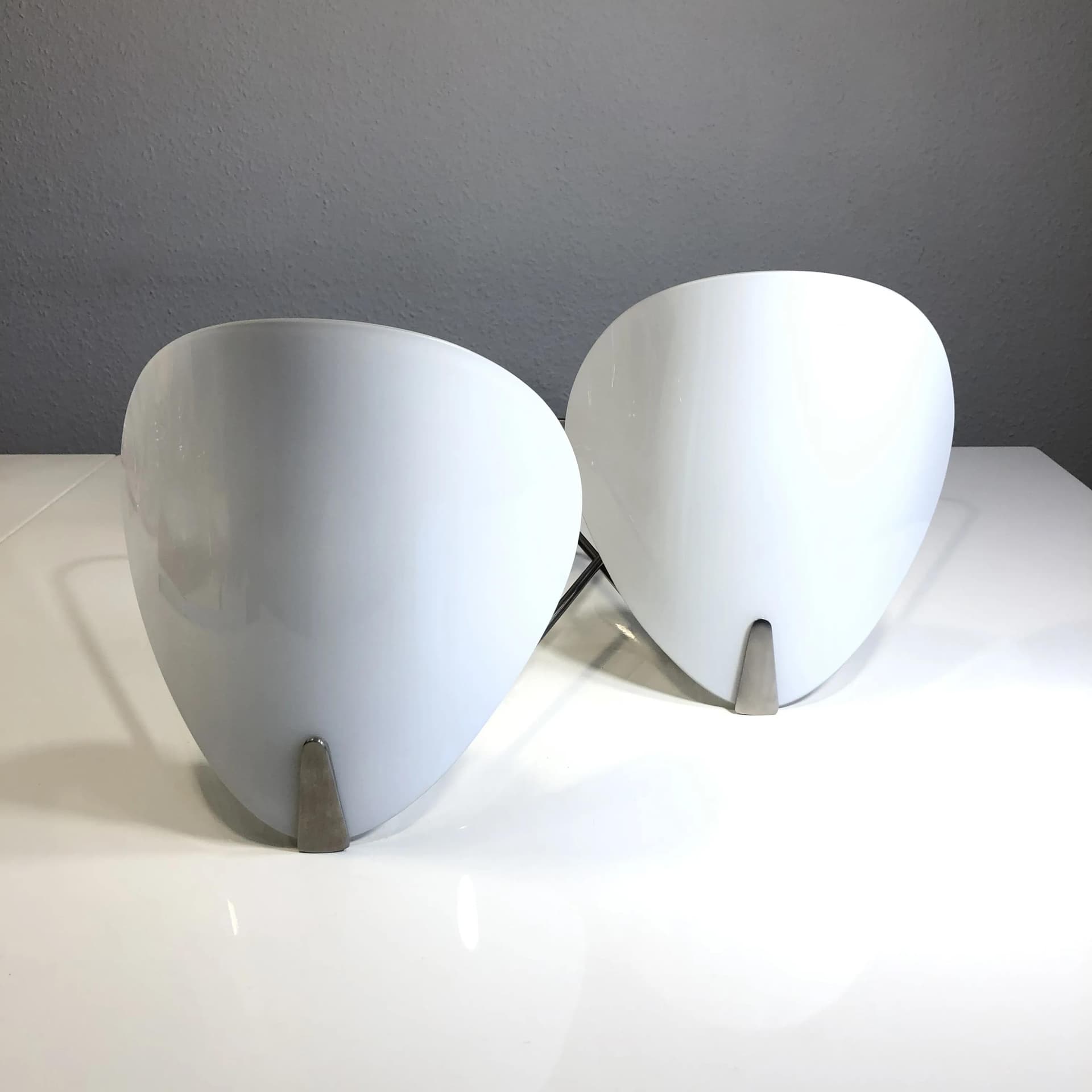 Pair of sconces Arteluce, black metal, opaline glass, by P. Rizzatto, Italy, 1970s. - 23523