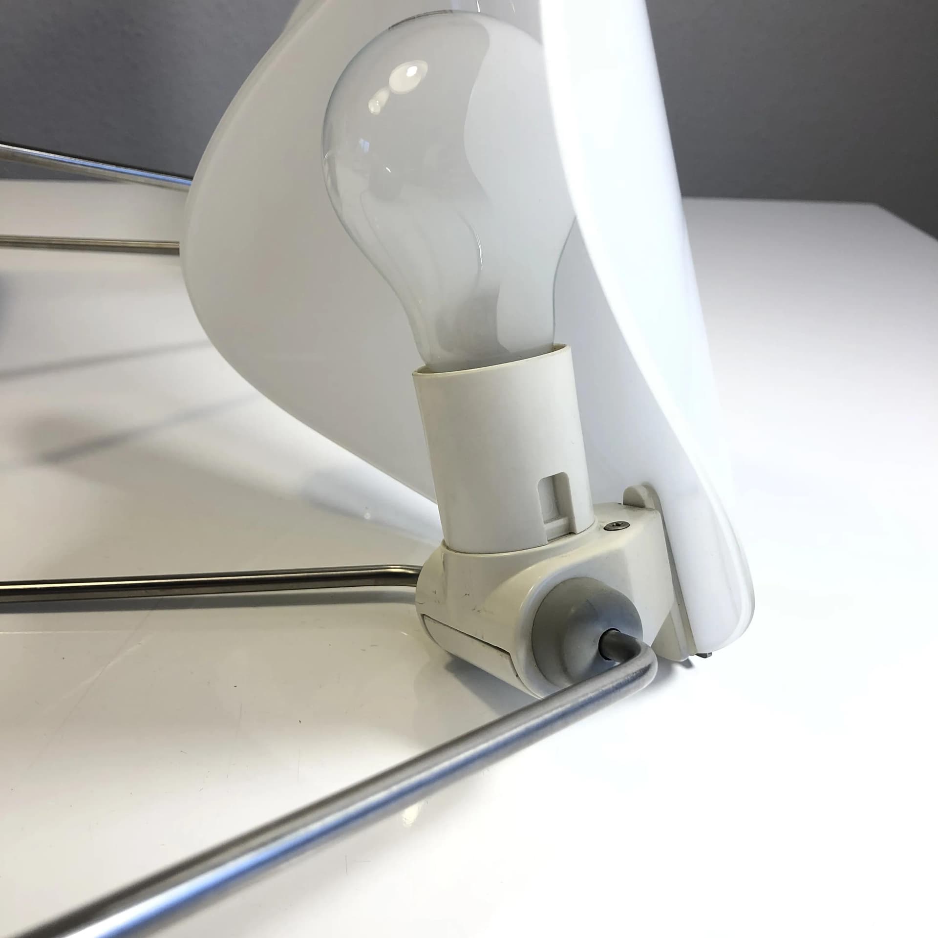 Pair of sconces Arteluce, black metal, opaline glass, by P. Rizzatto, Italy, 1970s. - 23526