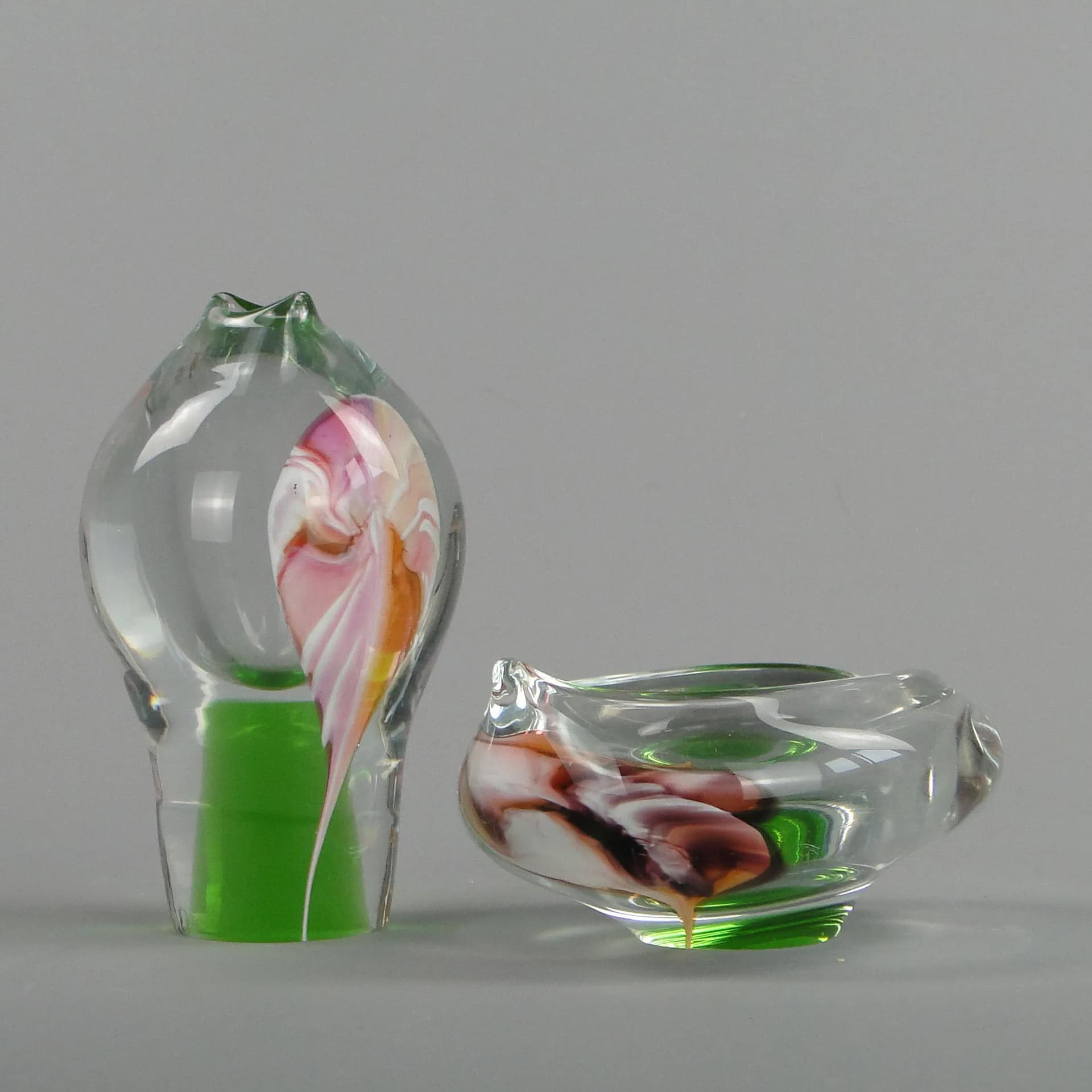 Set of glass forms, multicolor, glass, by J. Suhajek, Czechoslovakia, 1970s. - 23599