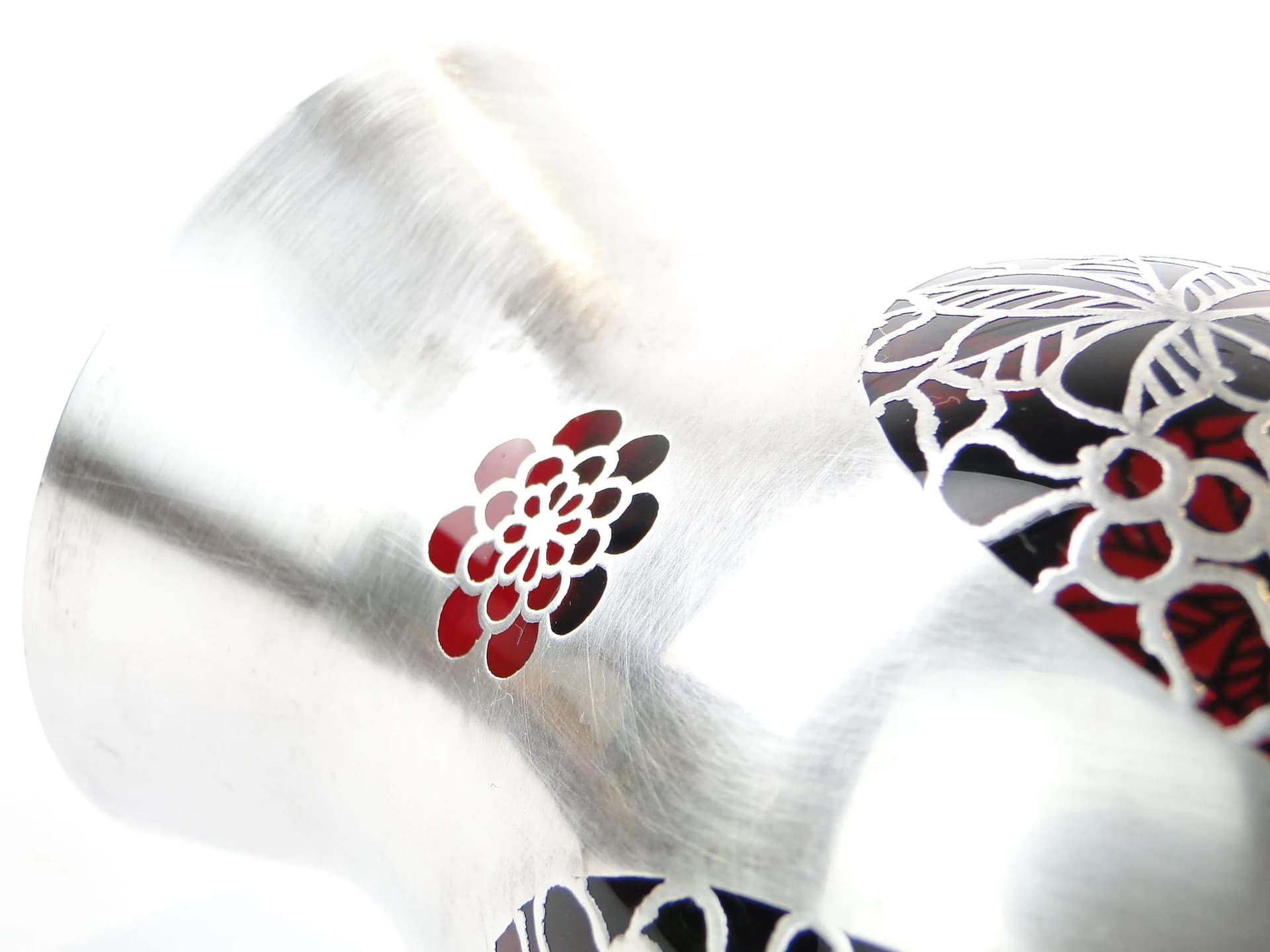 Wazon Art déco, szkło rubinowe, srebro, Polska, lata 20. - 23592