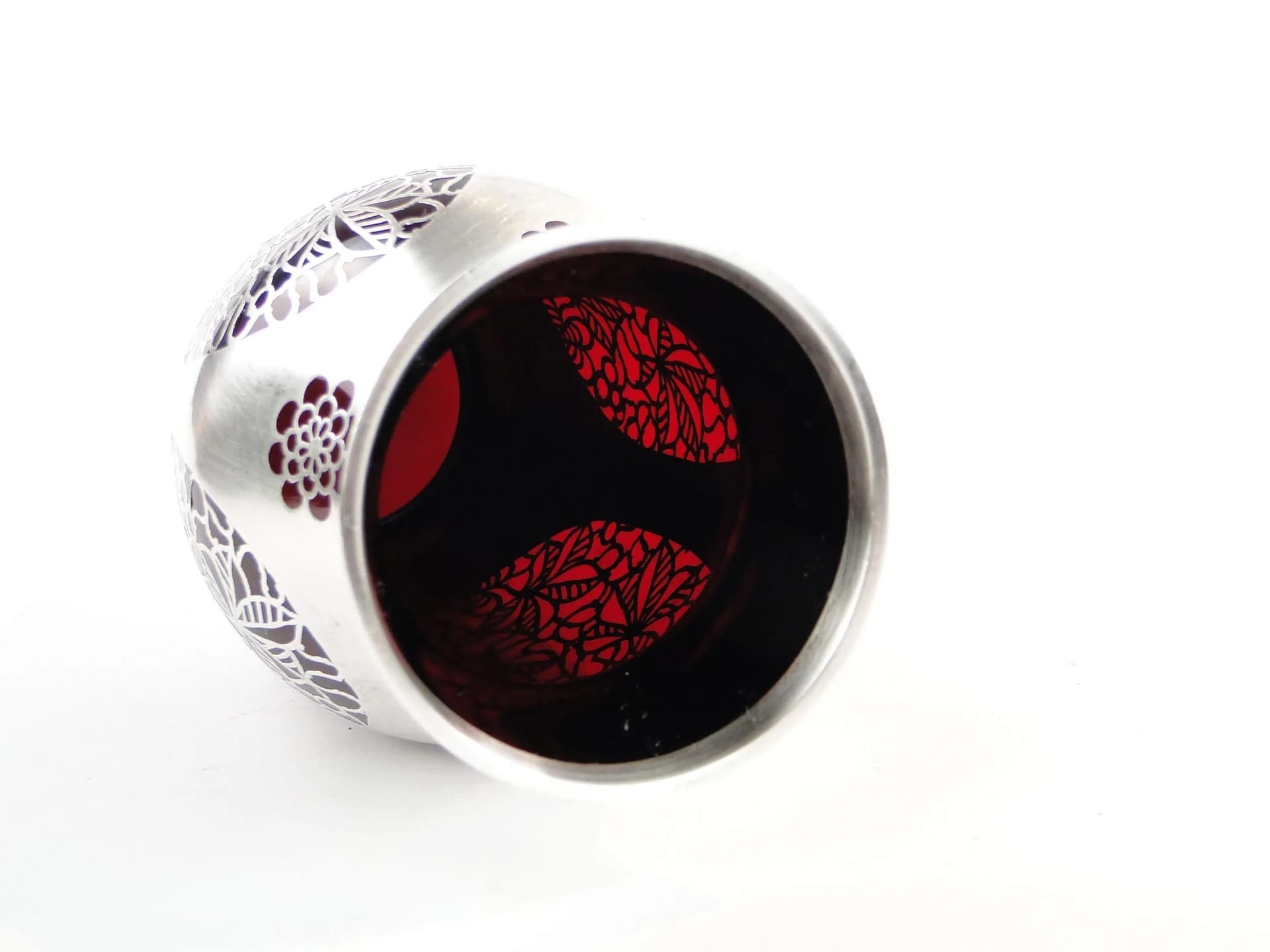 Wazon Art déco, szkło rubinowe, srebro, Polska, lata 20. - 23589