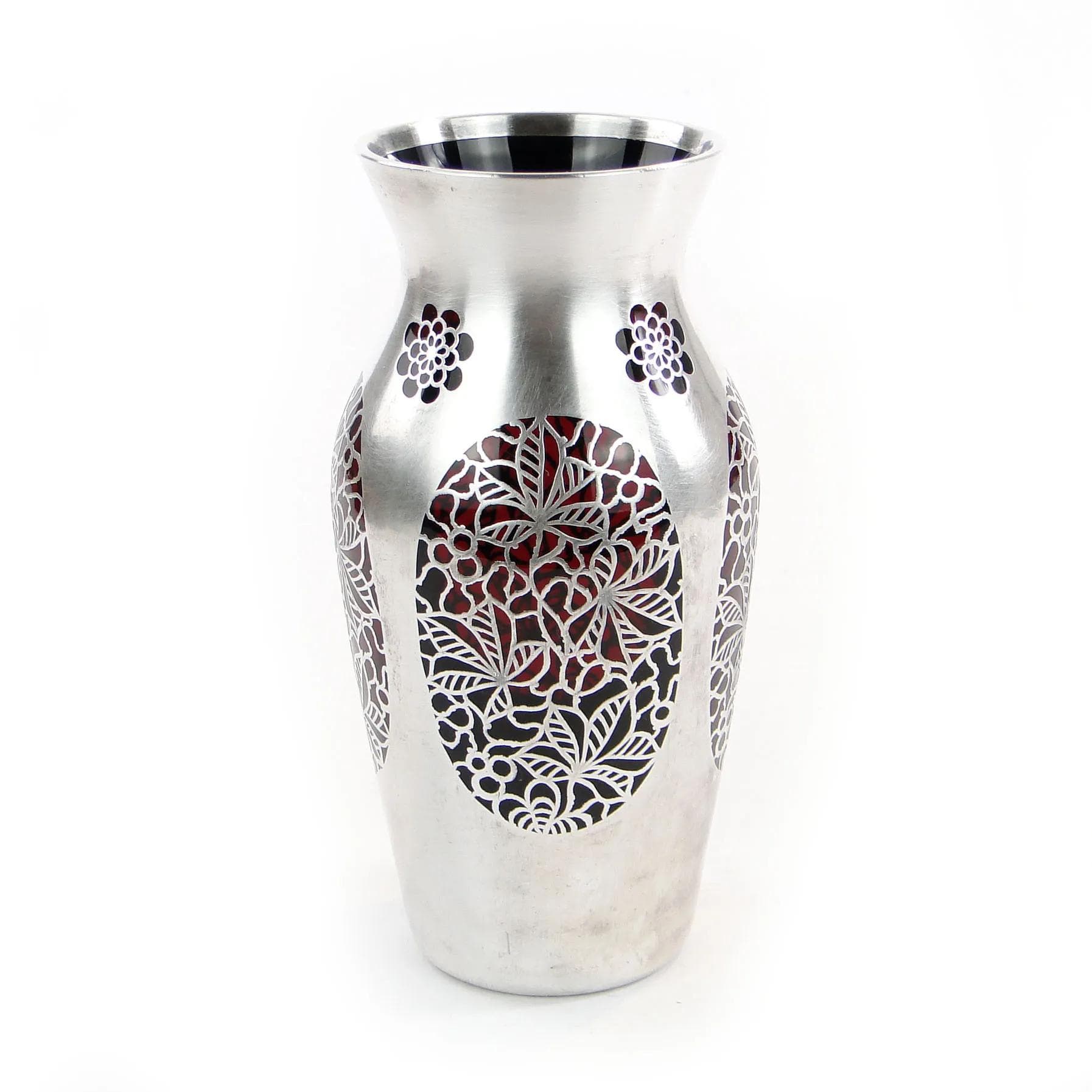 Wazon Art déco, szkło rubinowe, srebro, Polska, lata 20. - 23585