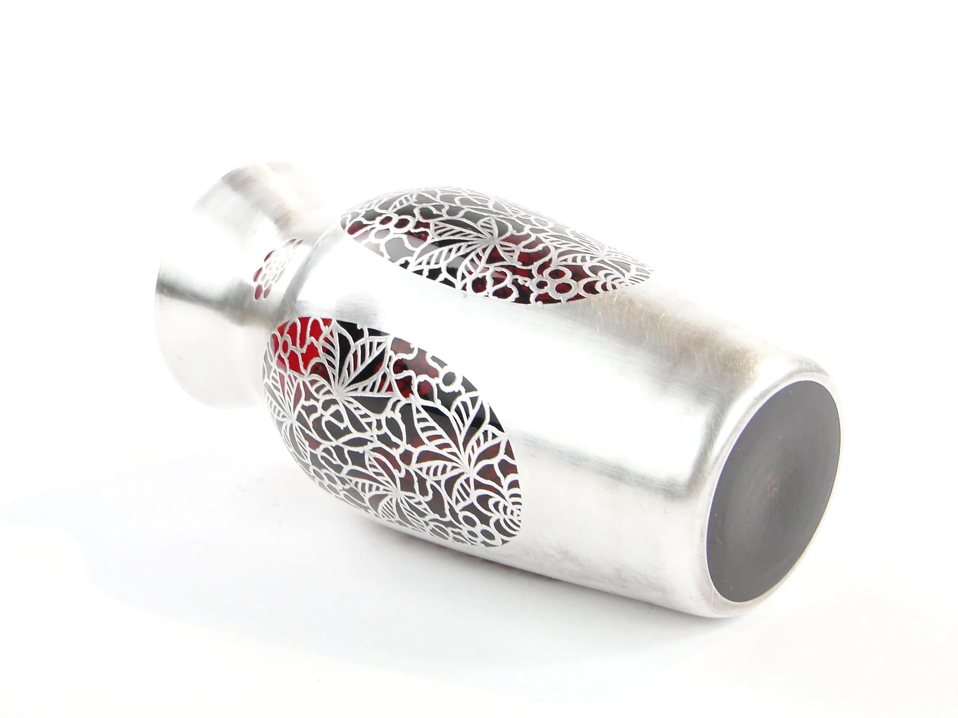 Wazon Art déco, szkło rubinowe, srebro, Polska, lata 20. - 23590