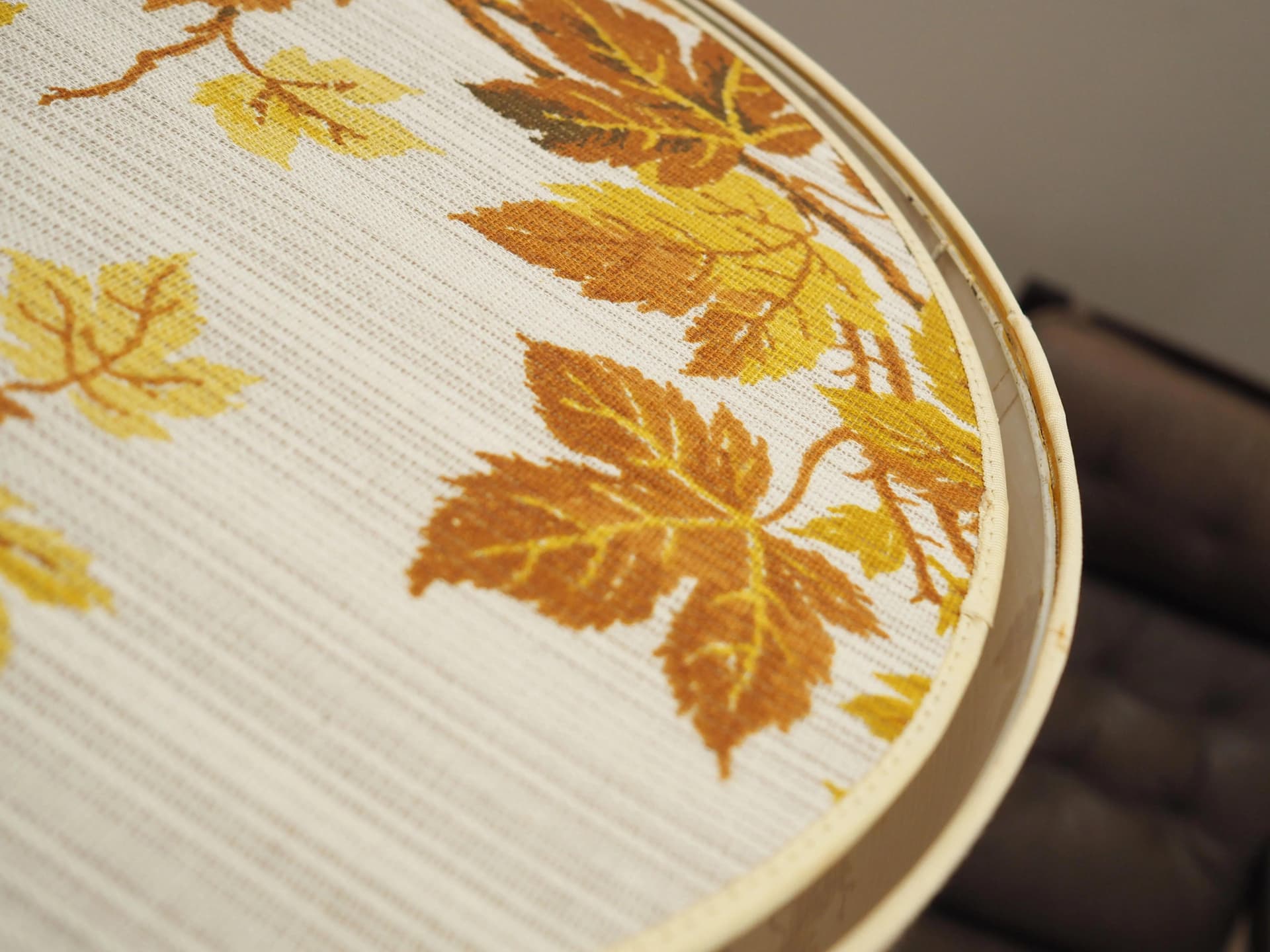 Lampa podłogowa, multicolor, drewno tekowe mosiądz tkanina, Dania, lata 70. - 23731