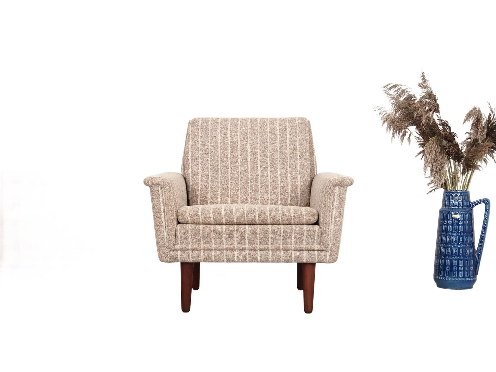 Armchair, beige teak, Denmark, 1970s.