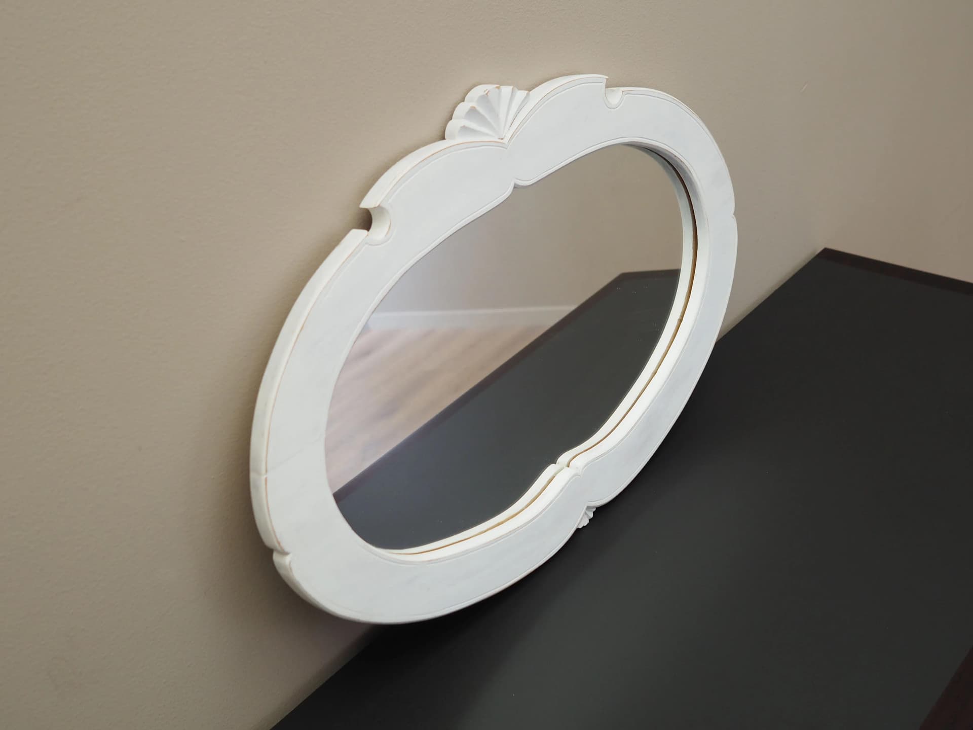 Wall Mirror Rococo, white pine, Denmark, 1960s - 23706