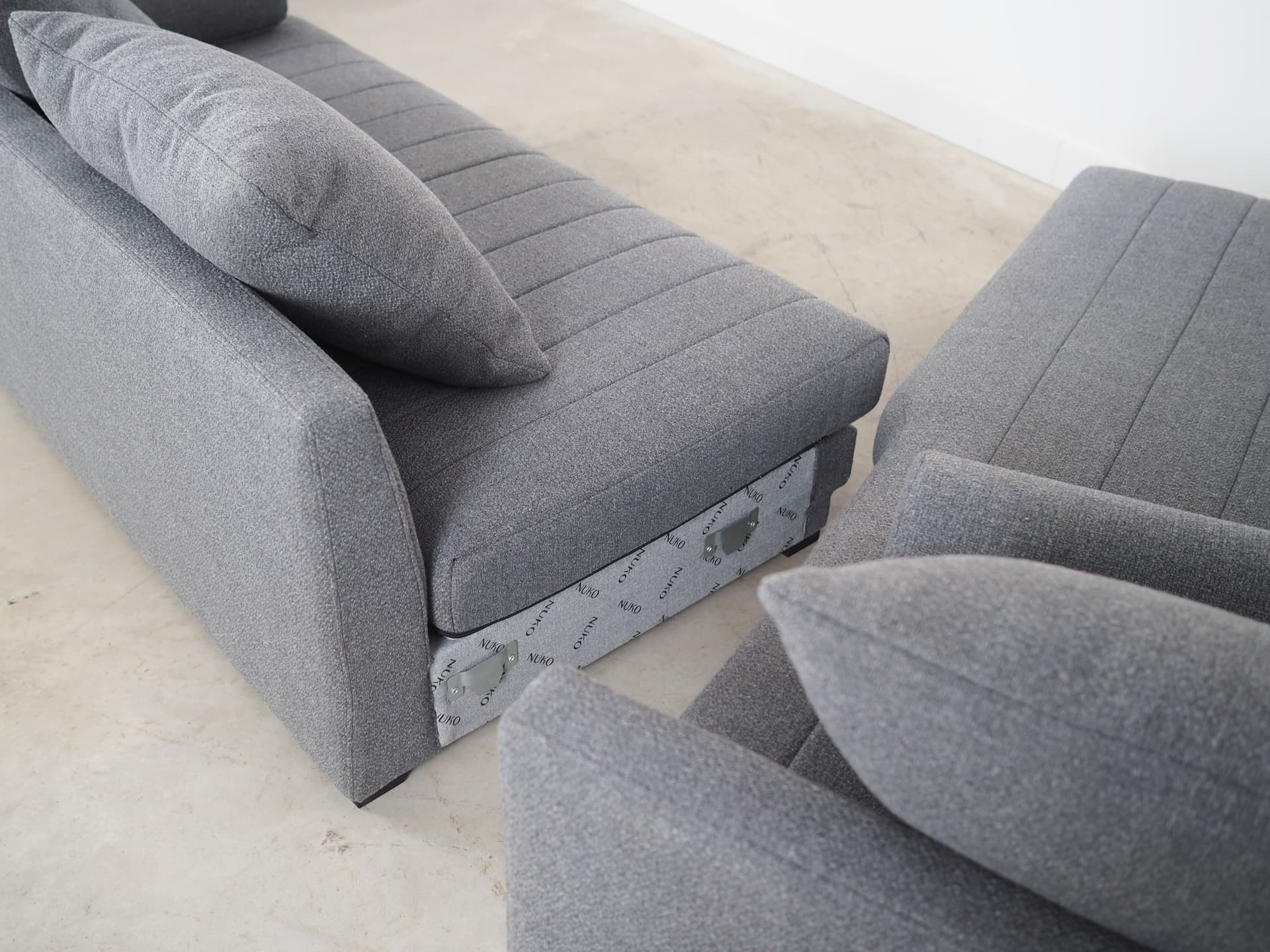 Narożnik, skandynawski design, szary, tkanina, Polska, lata 2000. - 66429