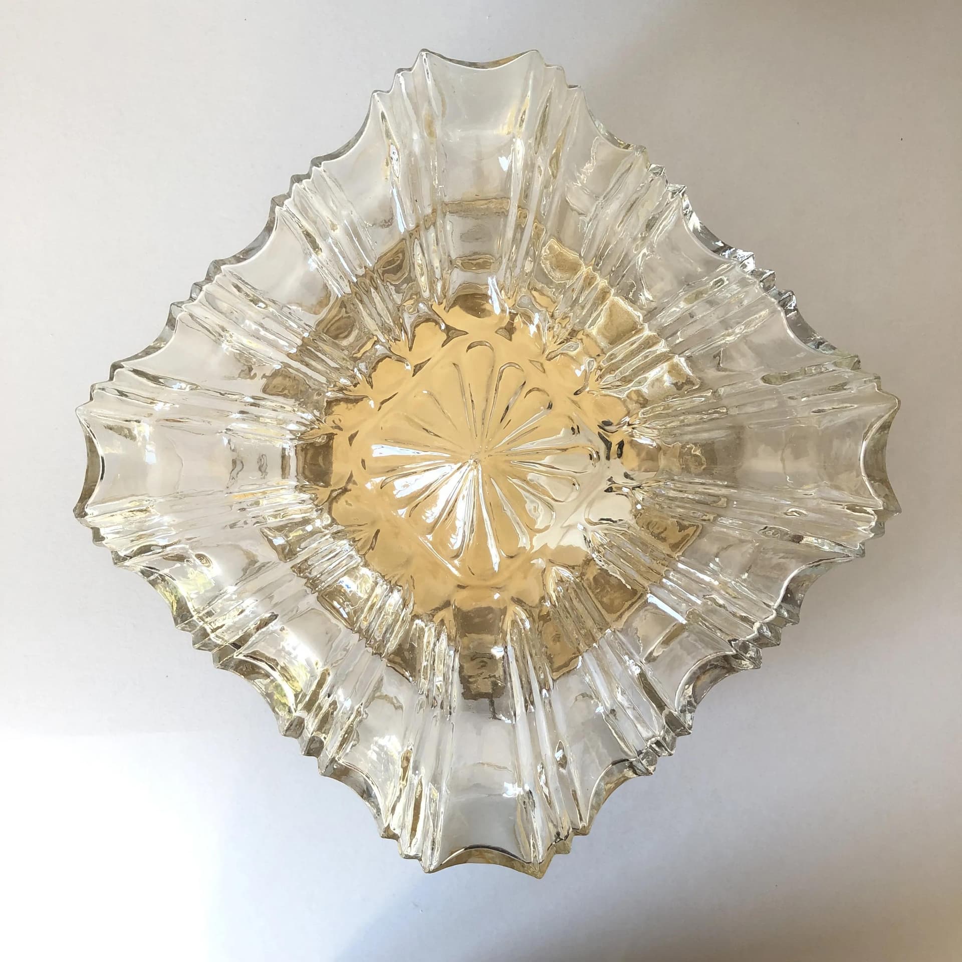 Złocony brutalistyczny kinkiet lub plafon szklany, Niemcy, lata 70. - 23508