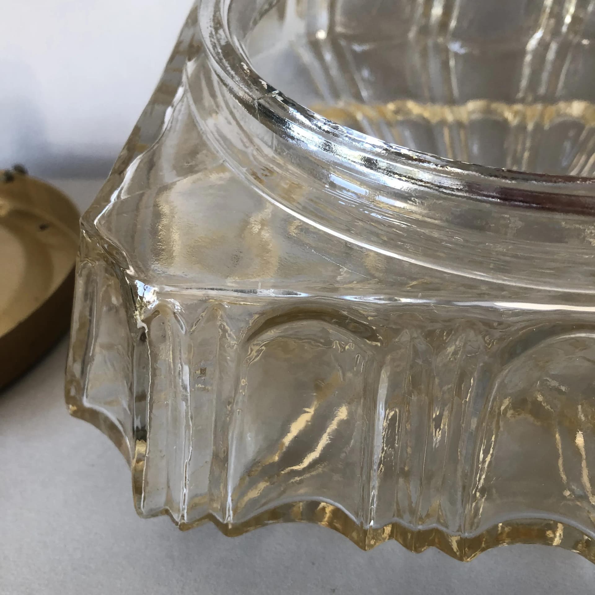 Złocony brutalistyczny kinkiet lub plafon szklany, Niemcy, lata 70. - 23507