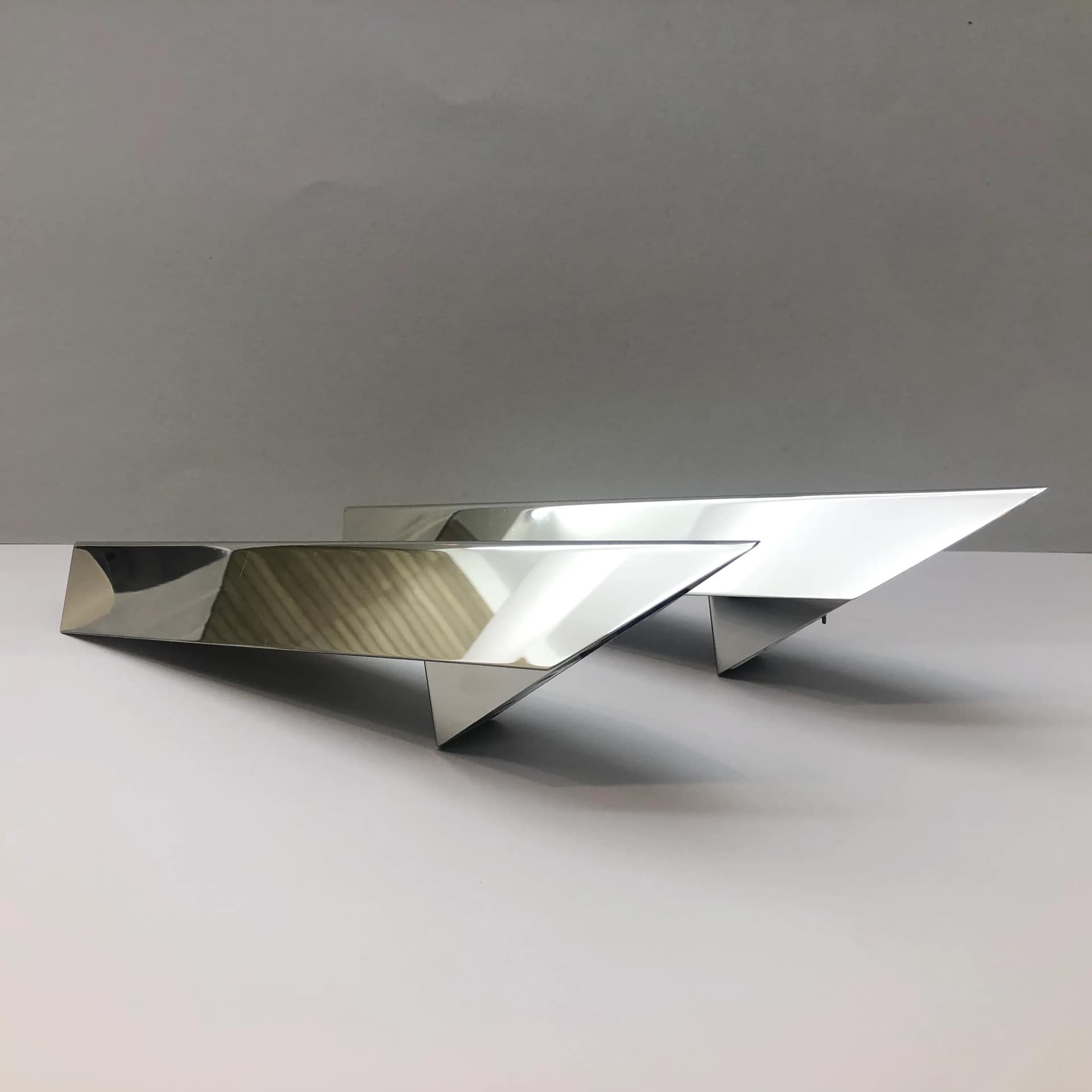 Pair of wall sconces, silver chromed brass, J.T. Kalmar, Germany, 1970s. - 23495