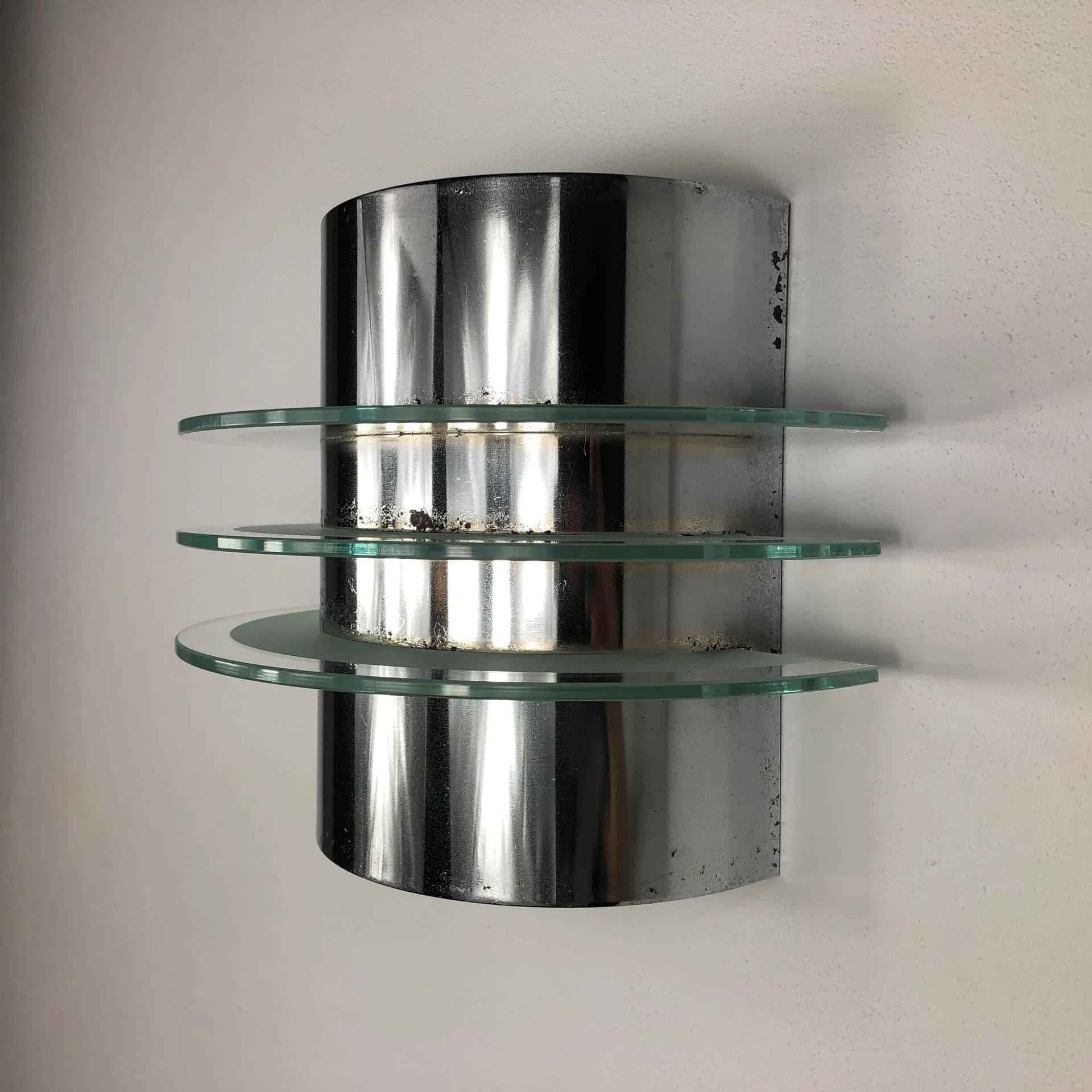 Kinkiet, szkło przezroczyste, stal srebrny, Ikea, Szwecja, lata 80. - 23930