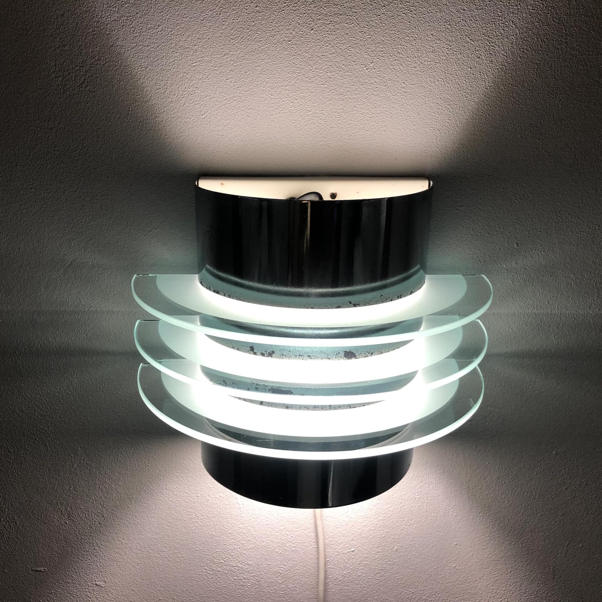 Kinkiet, szkło przezroczyste, stal srebrny, Ikea, Szwecja, lata 80. - 23935