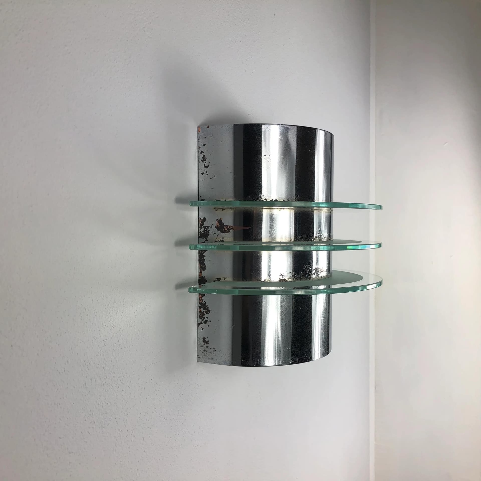 Kinkiet, szkło przezroczyste, stal srebrny, Ikea, Szwecja, lata 80. - 23931