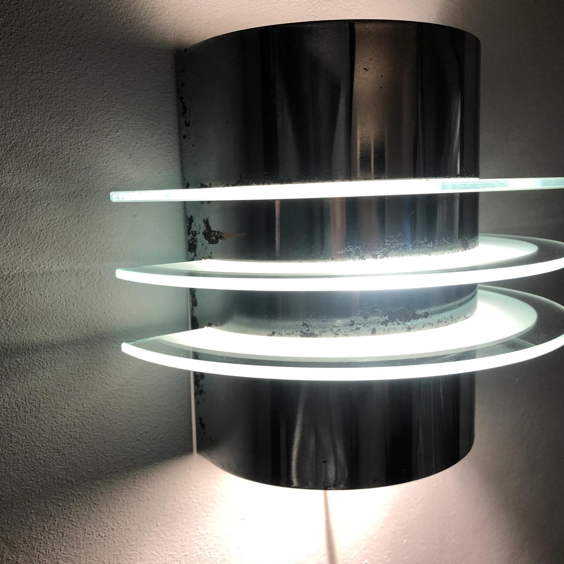 Kinkiet, szkło przezroczyste, stal srebrny, Ikea, Szwecja, lata 80. - 23936