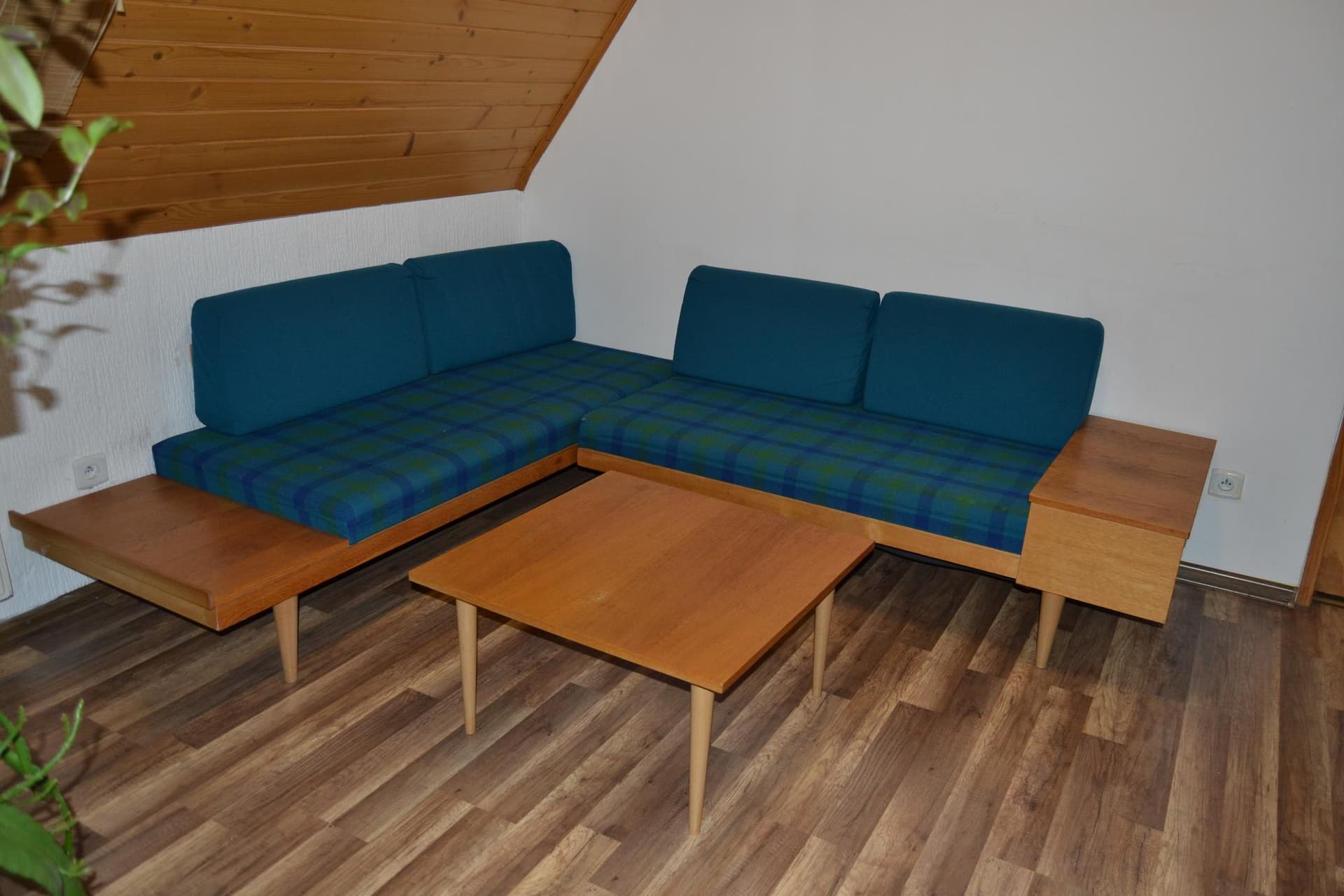 Zestaw wypoczynkowy Relling Vik i Relling, turkusowy, teak, proj. H. Vik, I. Relling, Norwegia, lata 70. - 79161