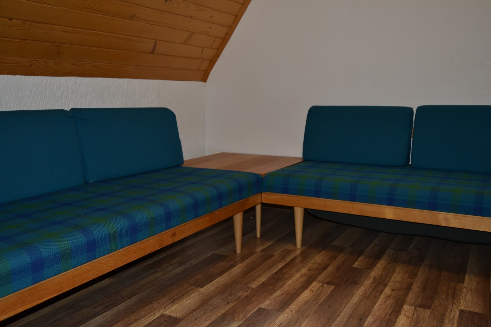 Zestaw wypoczynkowy Relling Vik i Relling, turkusowy, teak, proj. H. Vik, I. Relling, Norwegia, lata 70. - 79153