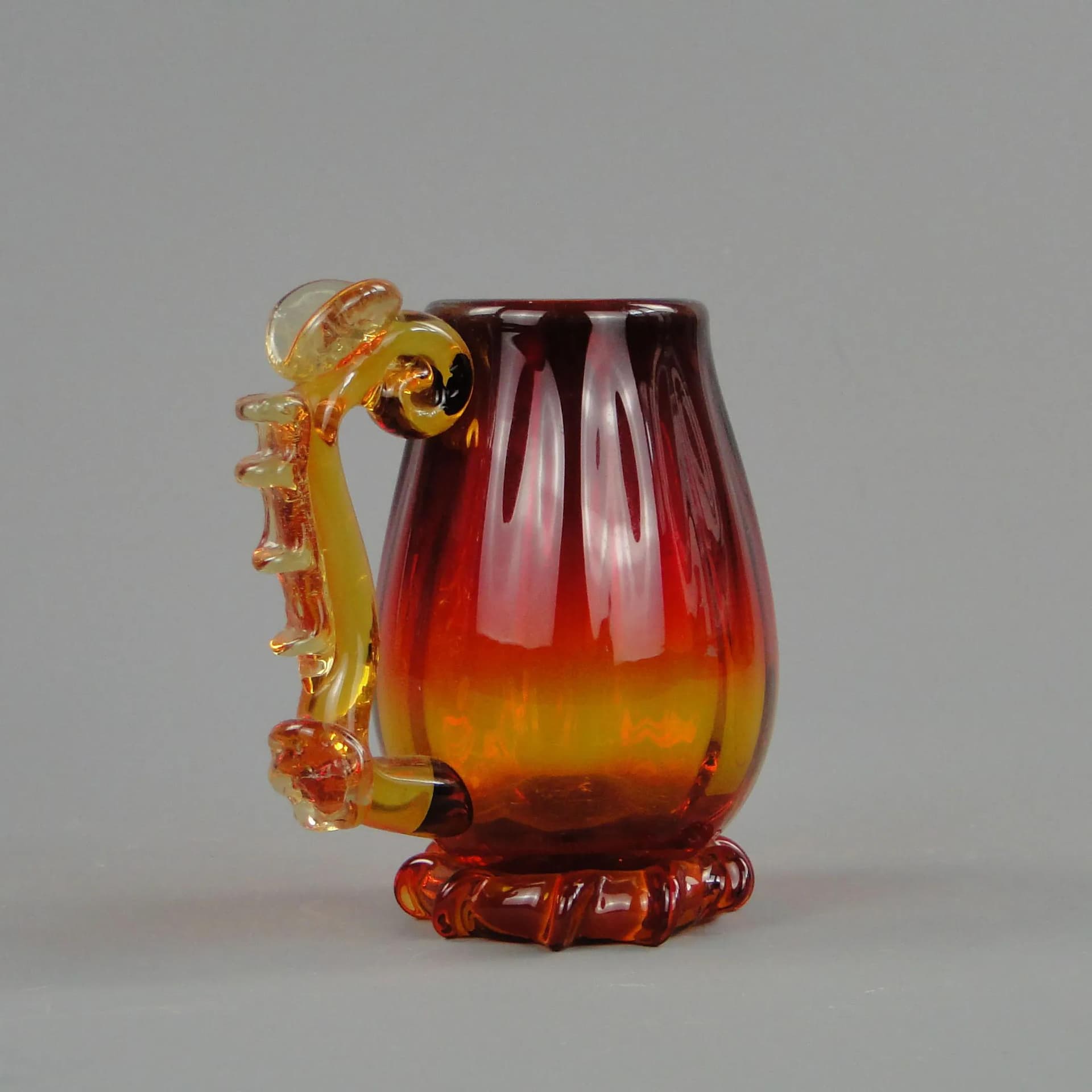 Artistic mug, multicolor glass, by J. Słuczan-Orkusz, Poland, 1970s. - 23977