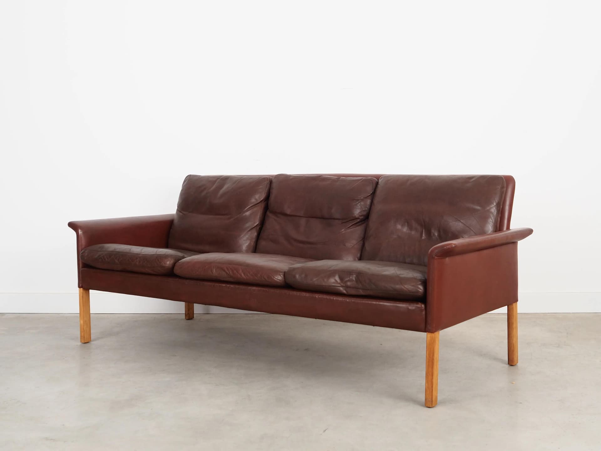 Sofa, skóra brązowa, proj. H. Olsen, CS Møbler, Dania, lata 60. - 24021