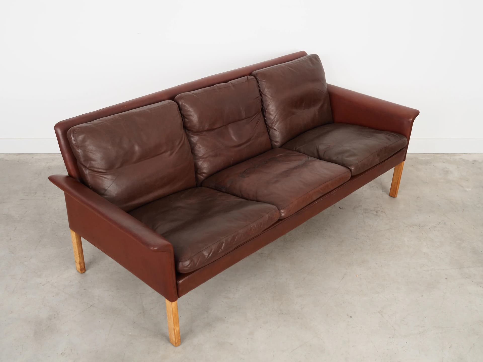 Sofa, skóra brązowa, proj. H. Olsen, CS Møbler, Dania, lata 60. - 24024