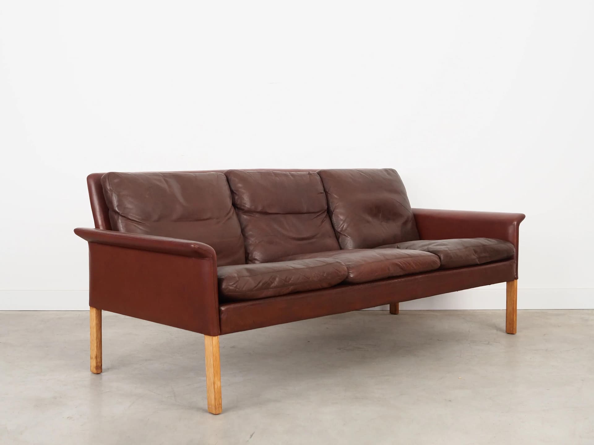 Sofa, skóra brązowa, proj. H. Olsen, CS Møbler, Dania, lata 60. - 24022