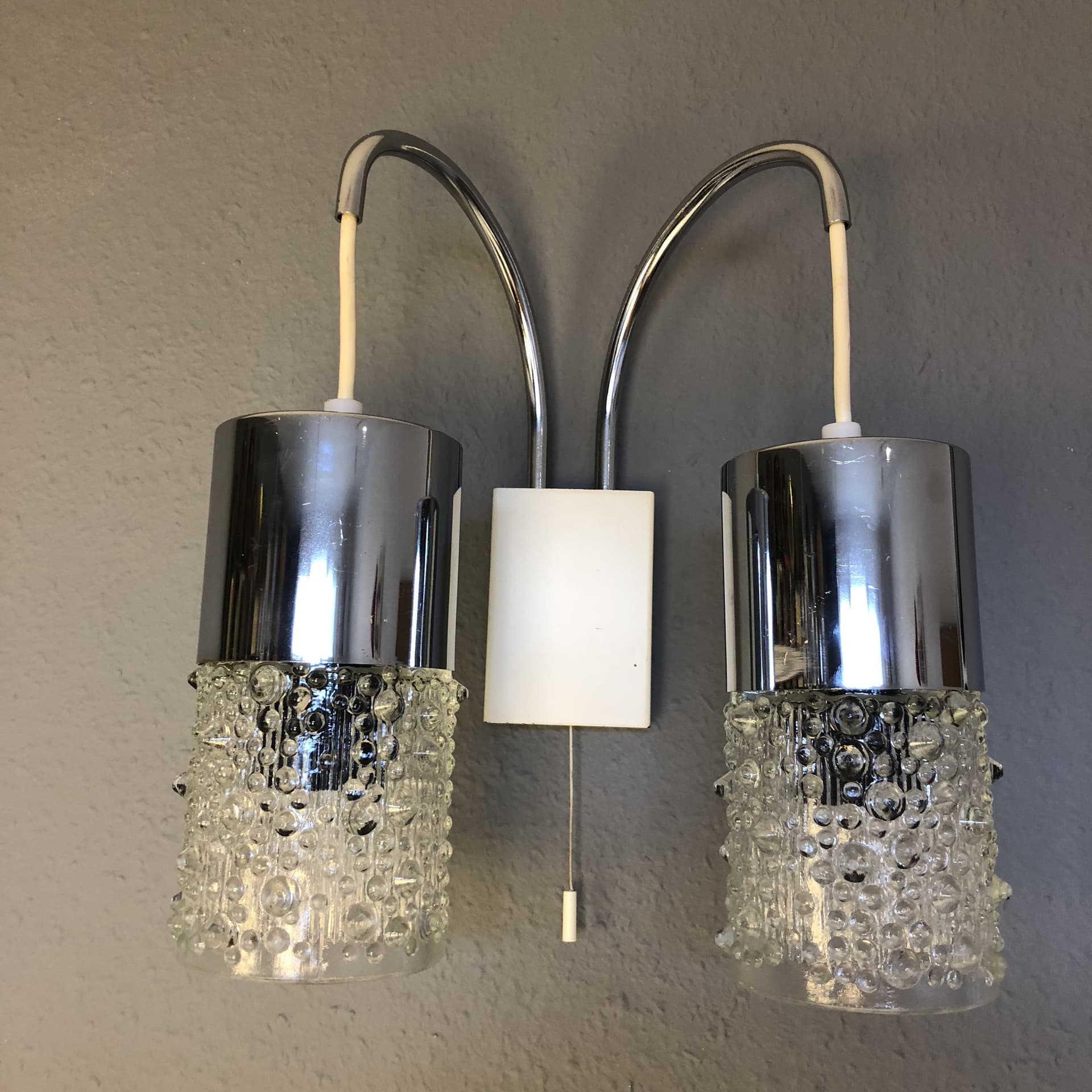 Chromowany podwójny kinkiet ścienny, Niemcy, lata 70. - 81977