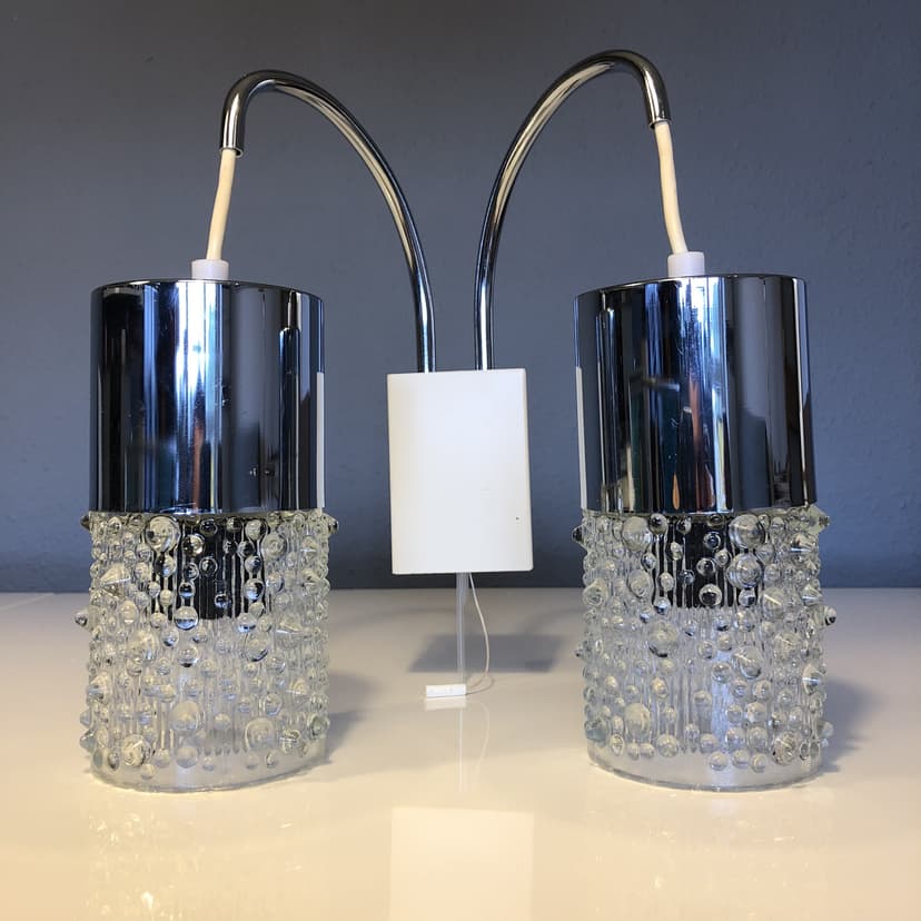 Chromowany podwójny kinkiet ścienny, Niemcy, lata 70.