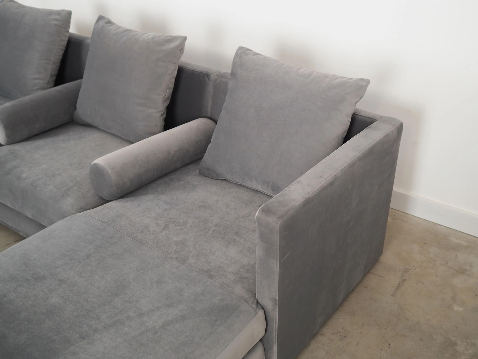 Narożnik, skandynawski design, velvet szary, Polska, XXI w. - 24003