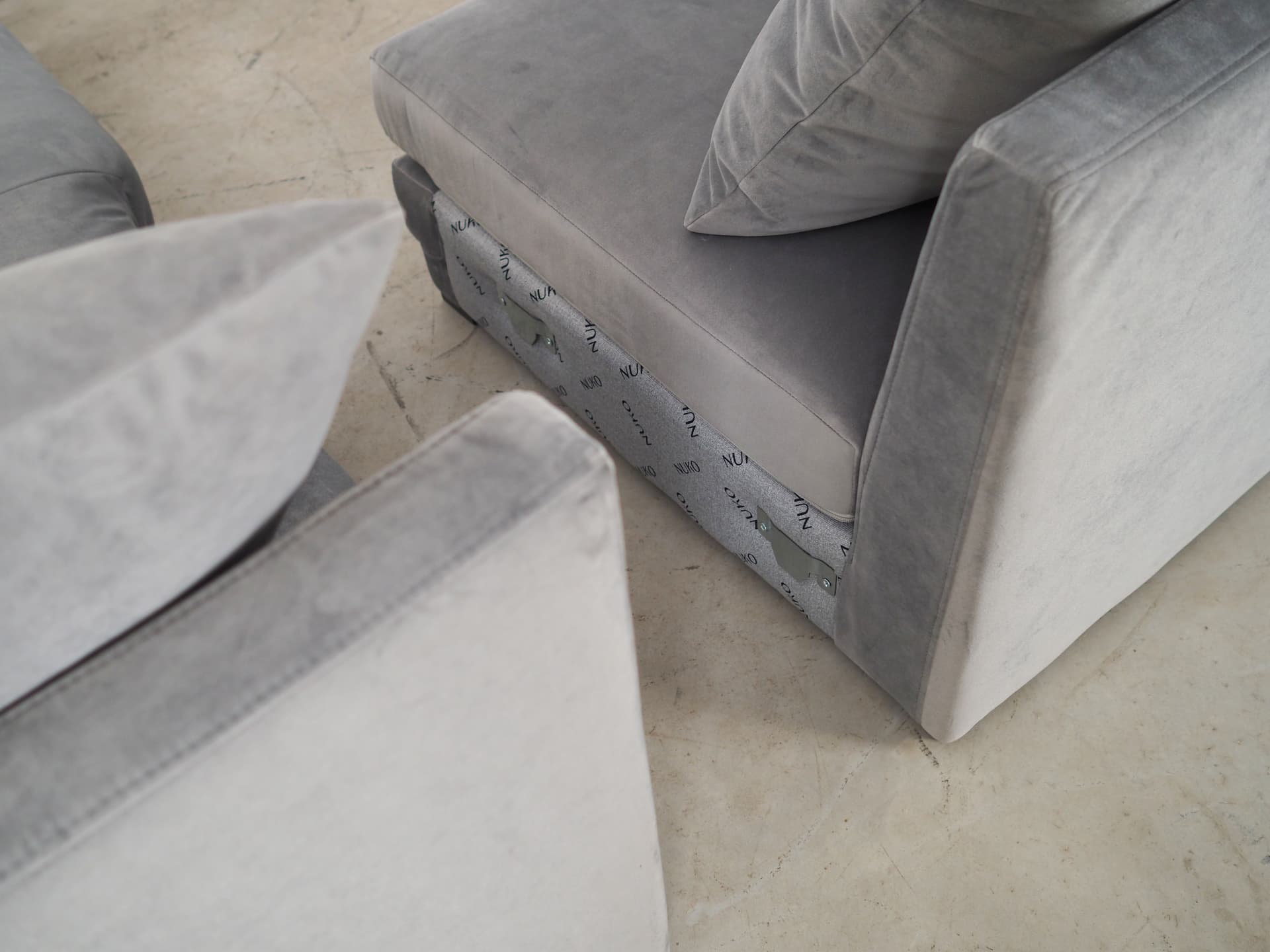 Narożnik, skandynawski design, velvet szary, Polska, XXI w. - 66399