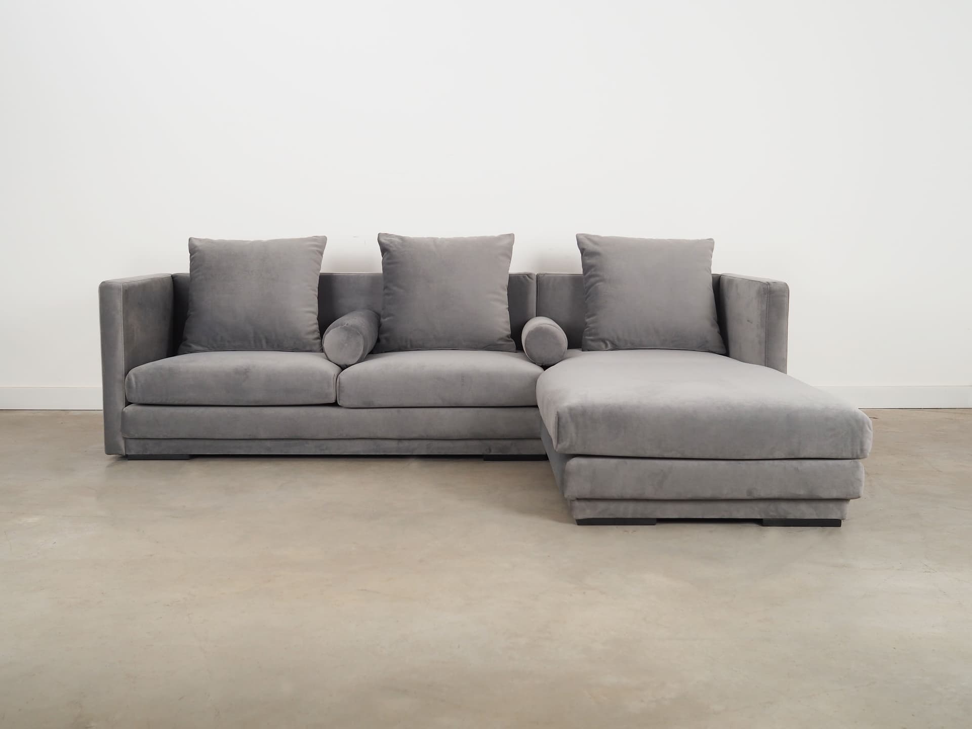 Narożnik, skandynawski design, velvet szary, Polska, XXI w. - 66400