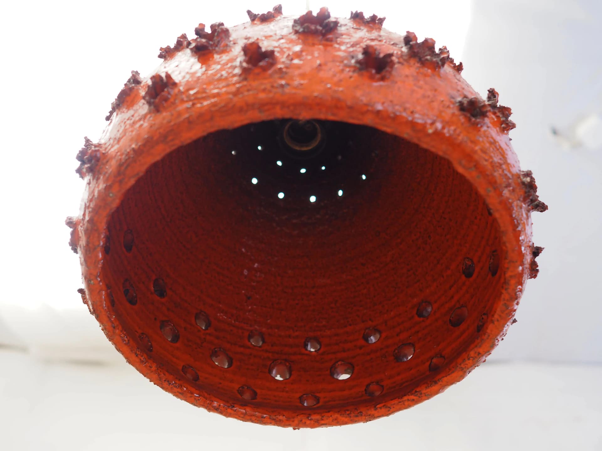 Pendant lamp, dark brown orange, ceramics, Denmark, 1960s. - 23994