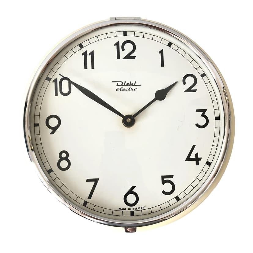 Chrome Wall Clock, Diehl, Germany, 1970s