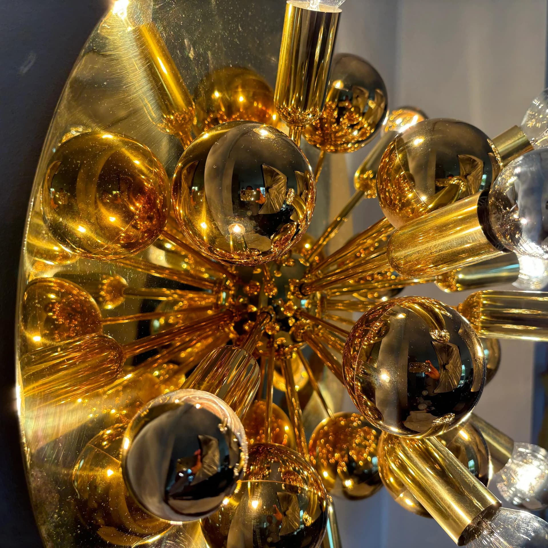 Złocony mosiężny plafon space age, Cosack Leuchten, Niemcy, lata 70. - 24154