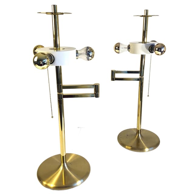 Pair of table lamps, golden brass, BM Leuchten, Germany, 1970s - DIMENSION