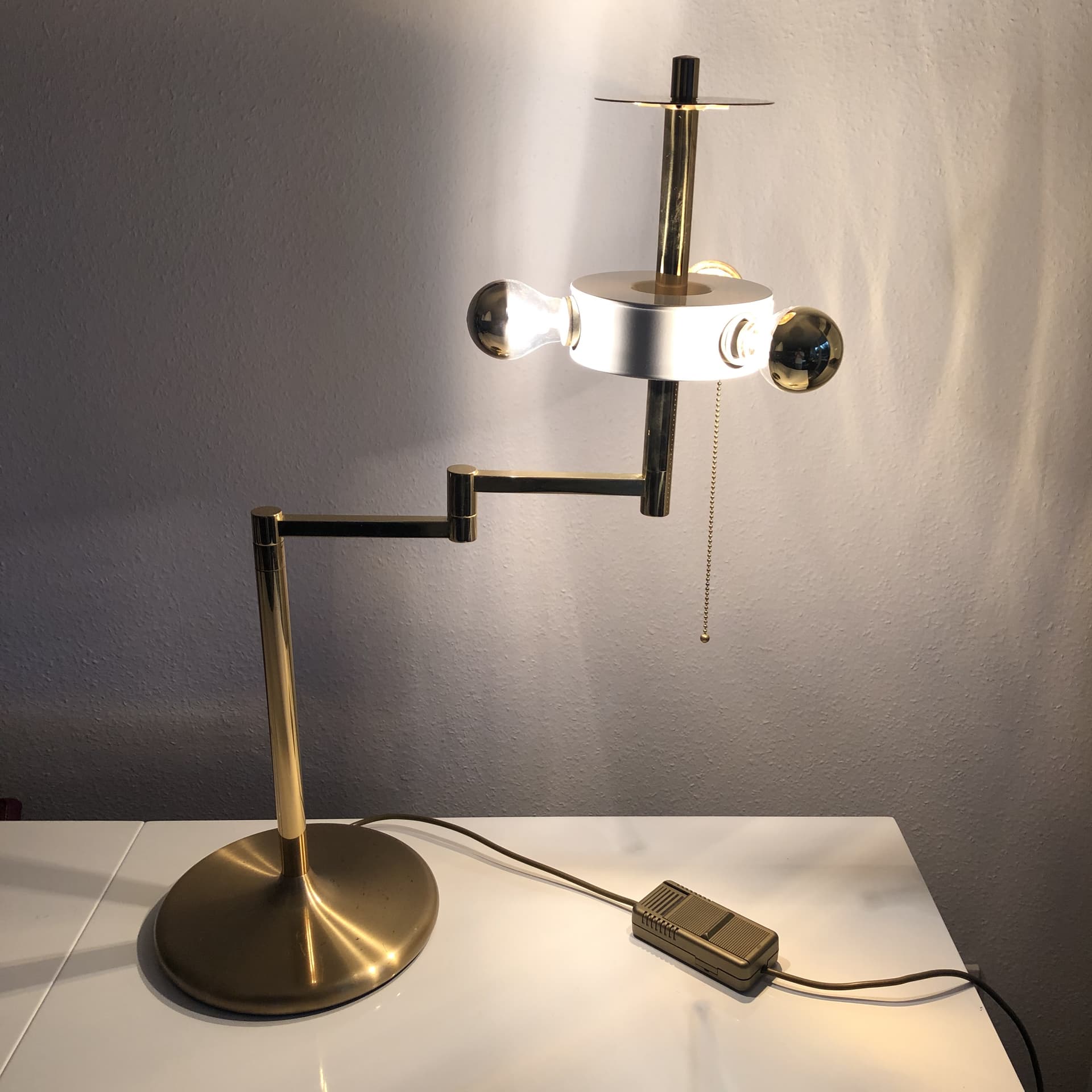 Pair of table lamps, golden brass, BM Leuchten, Germany, 1970s - 24129