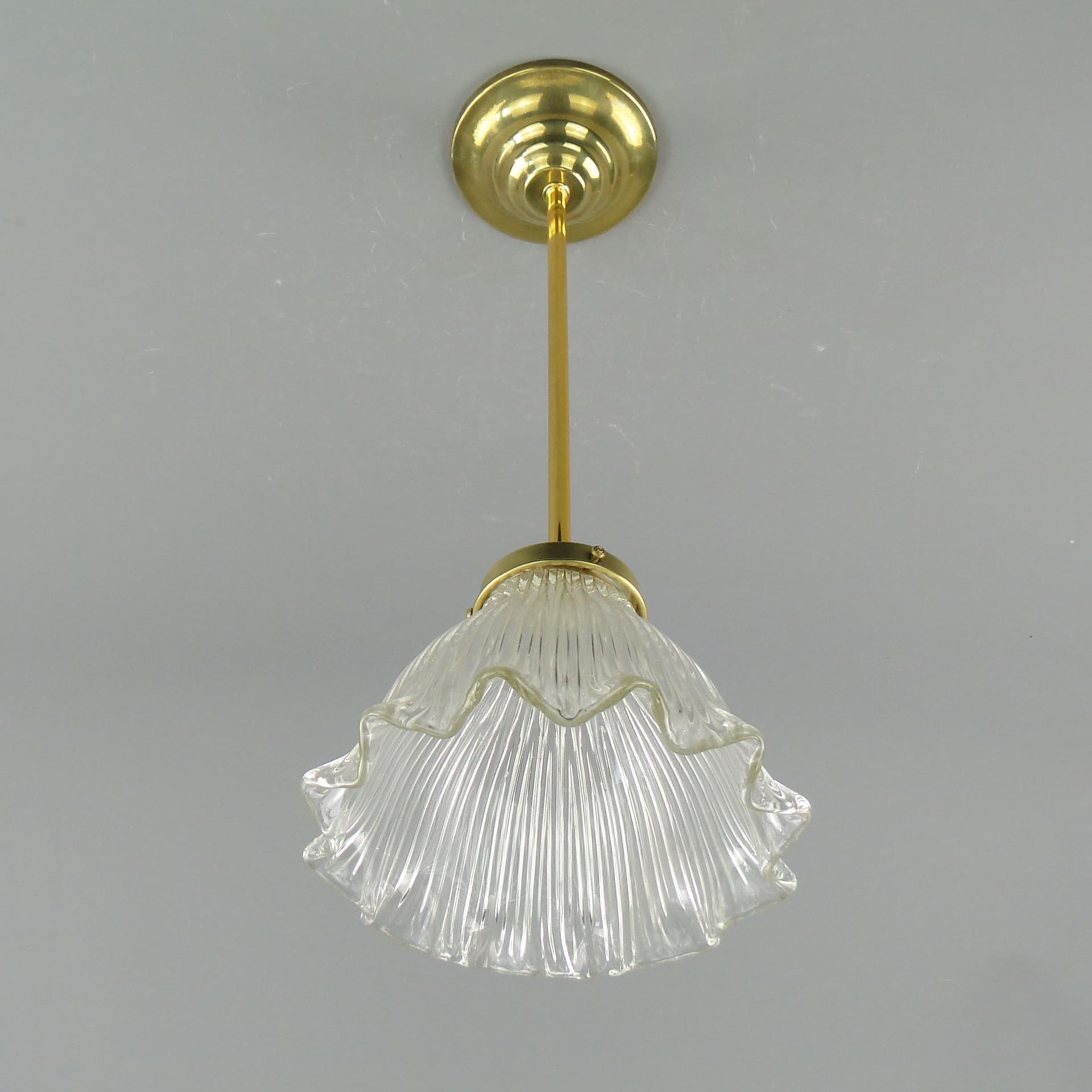 Lampa wisząca Art déco, szkło transparent, Polska, lata 20. - 2606