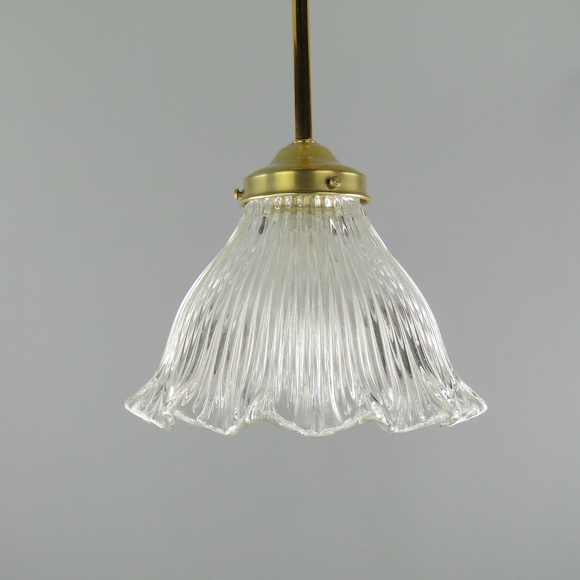 Lampa wisząca Art déco, szkło transparent, Polska, lata 20. - 2604
