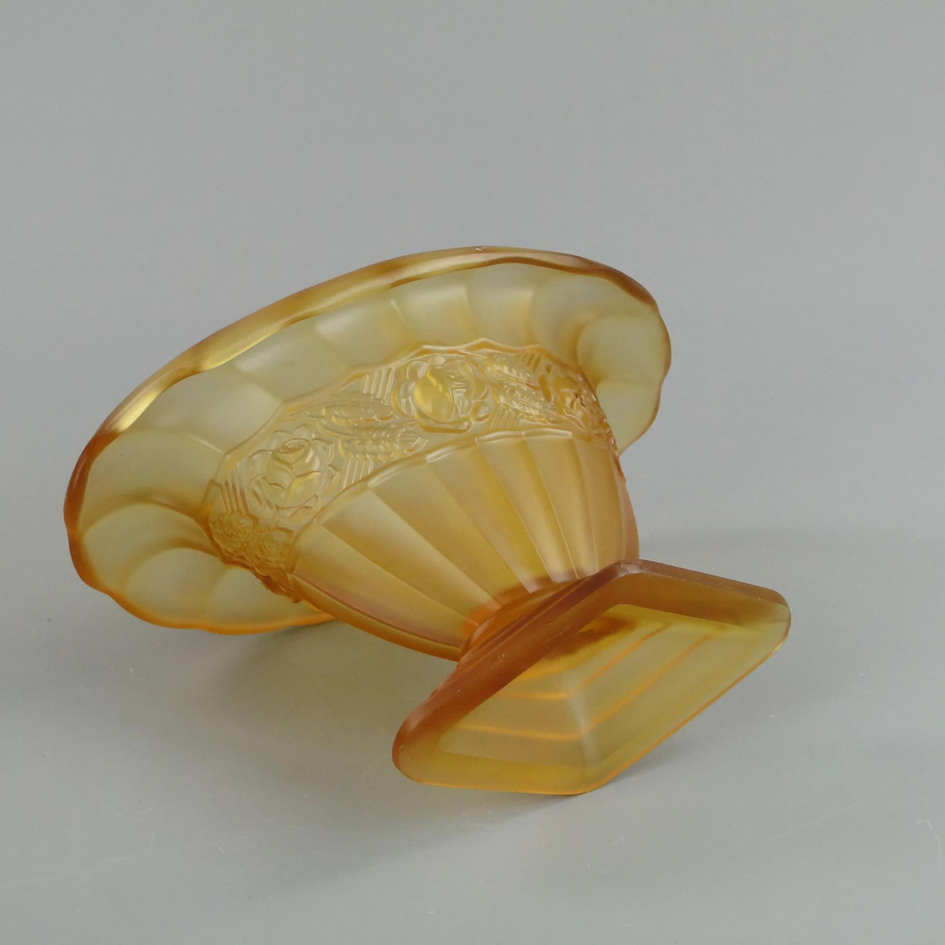 Vase Art Deco, yellow, glass, Poland, 1930s - 24527