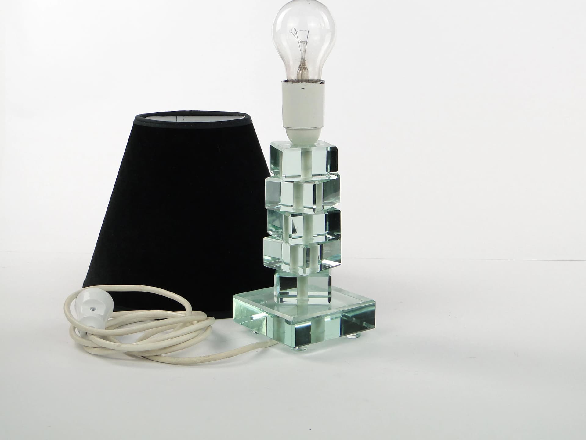 Lampa stołowa, kryształ transparentny, Polska, lata 90. - 24515