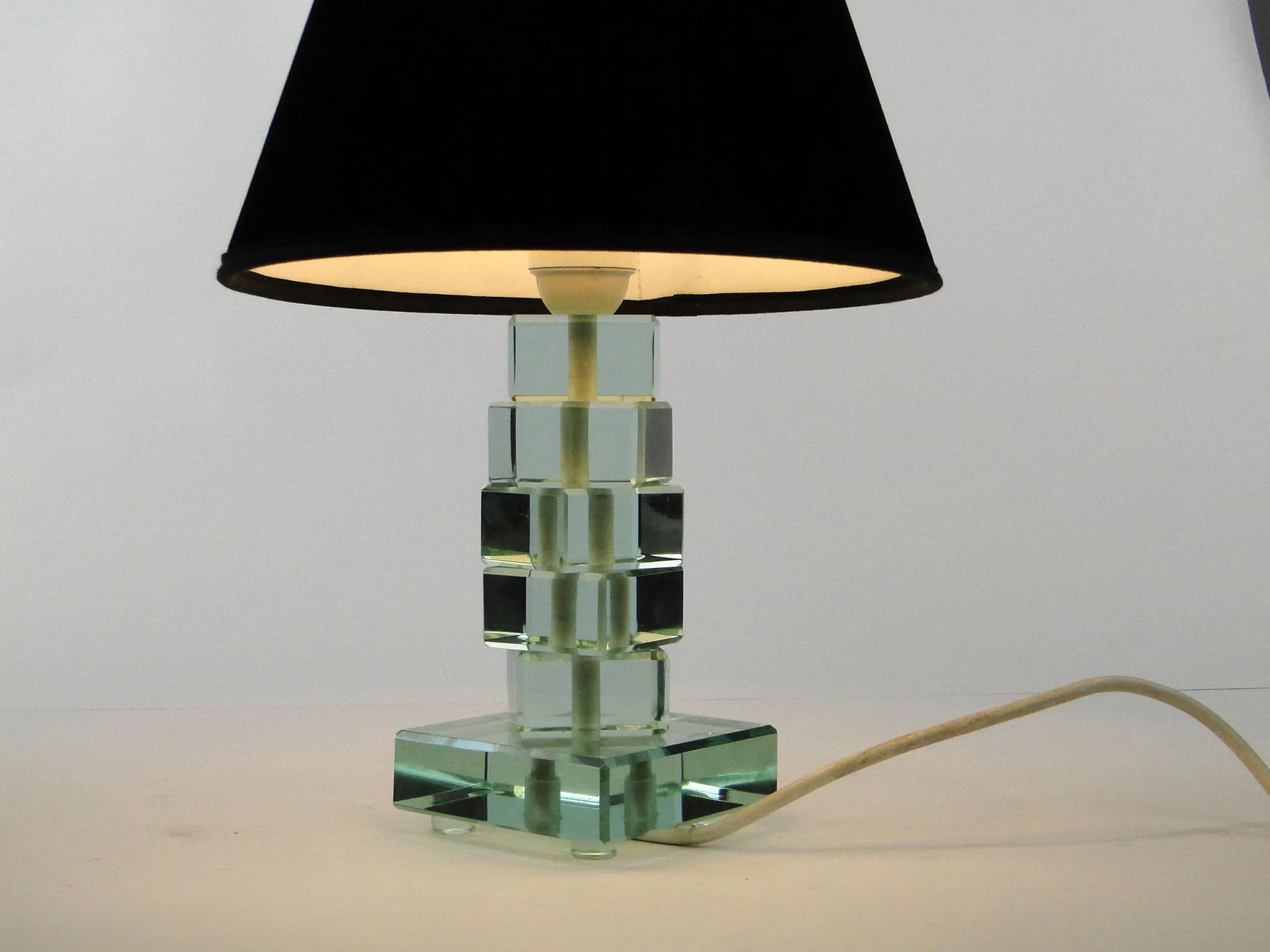 Lampa stołowa, kryształ transparentny, Polska, lata 90. - 24517