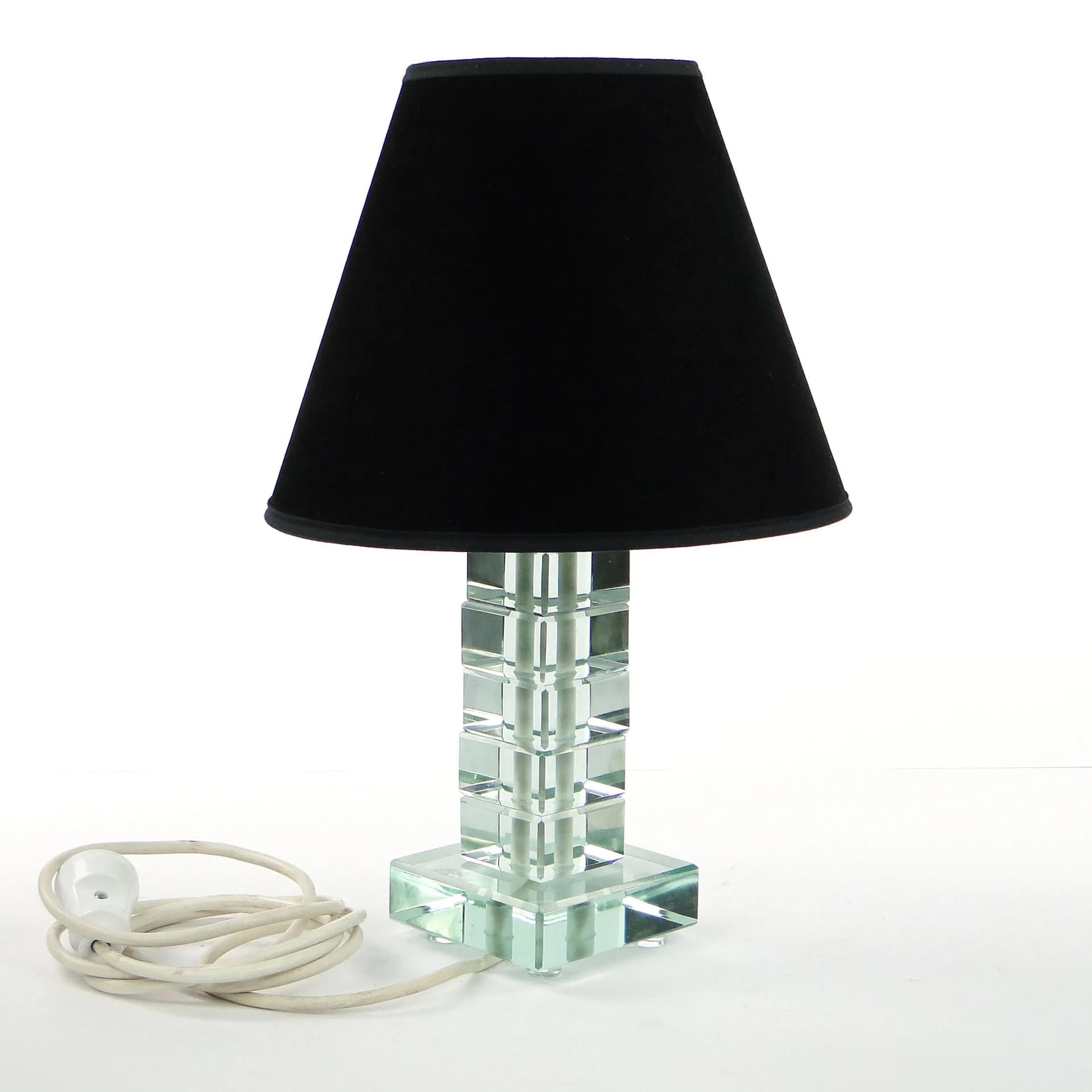 Lampa stołowa, kryształ transparentny, Polska, lata 90. - 24514