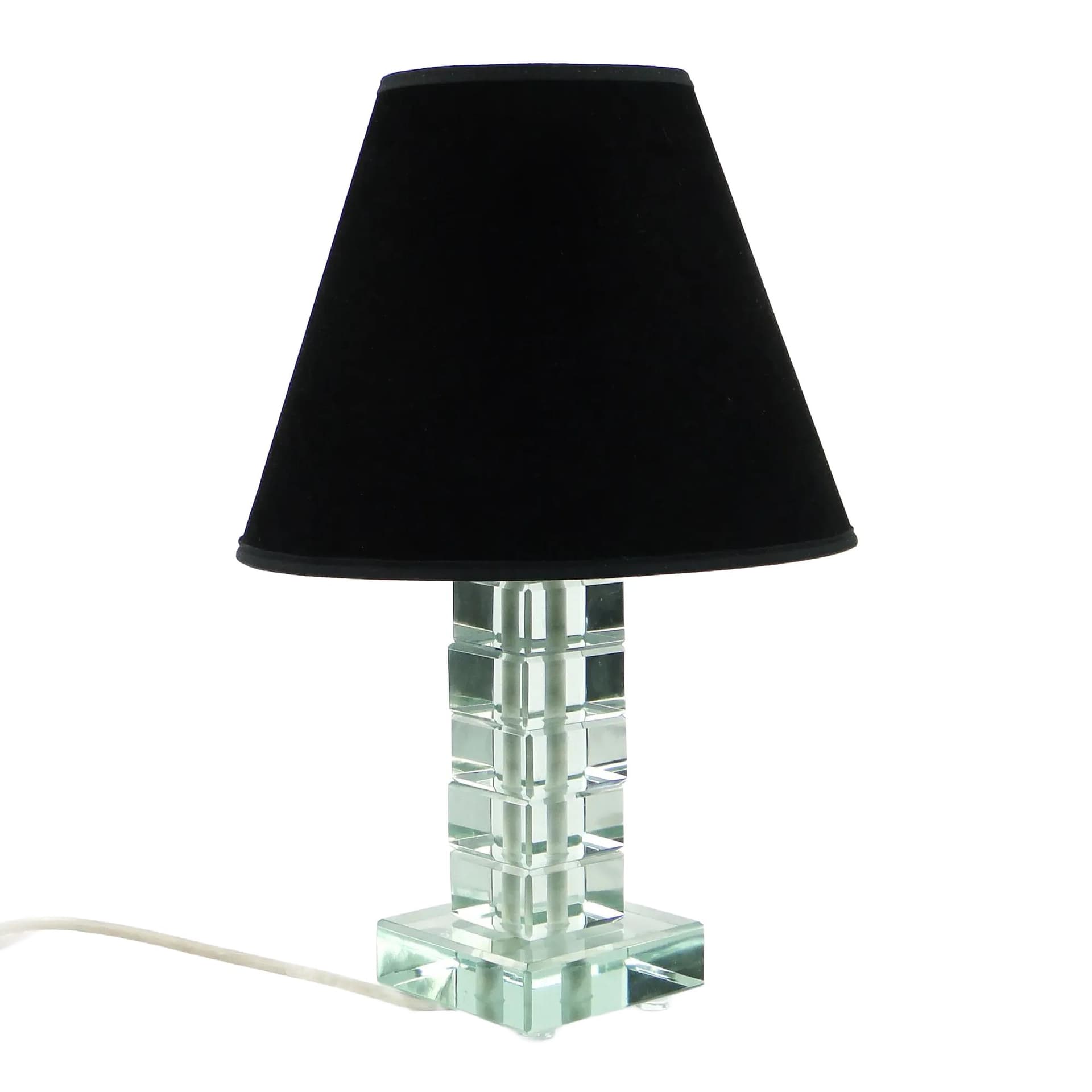 Lampa stołowa, kryształ transparentny, Polska, lata 90.