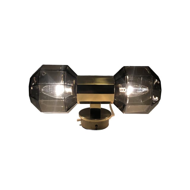 Kinkiet Up&Down, szkło grafitowe, mosiądz, Niemcy, lata 70. - WYMIARY