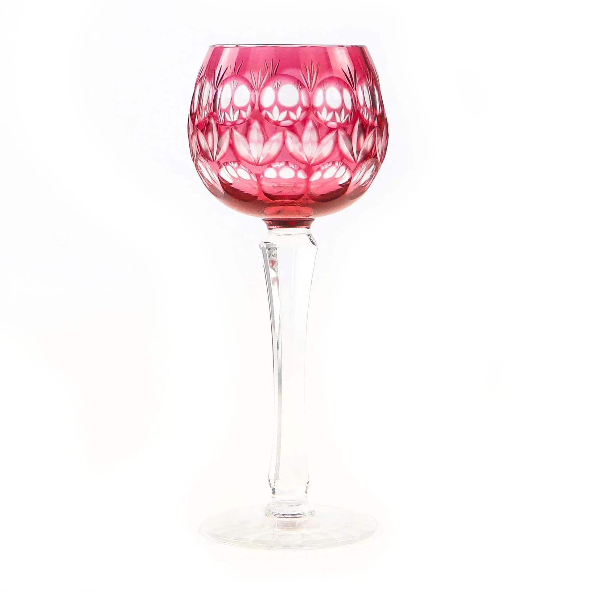 Czerwony kryształowy kielich do wina, art déco, Austria, lata 30. - 24493