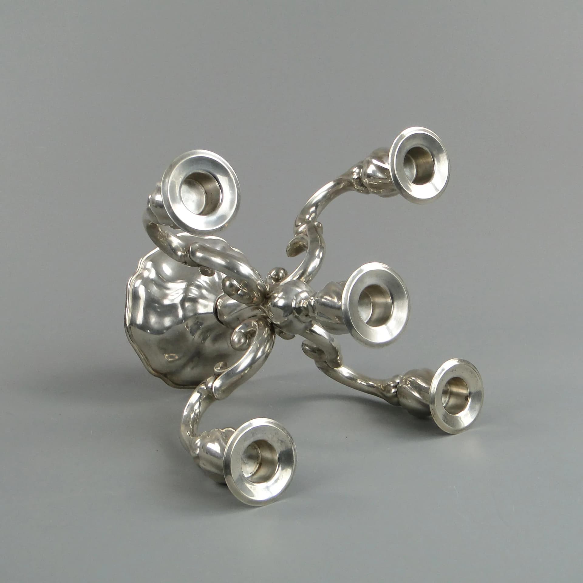 Kandelabr pięcioramienny Art déco, srebrny, mosiądz, Europa Zachodnia, lata 50. - 24684