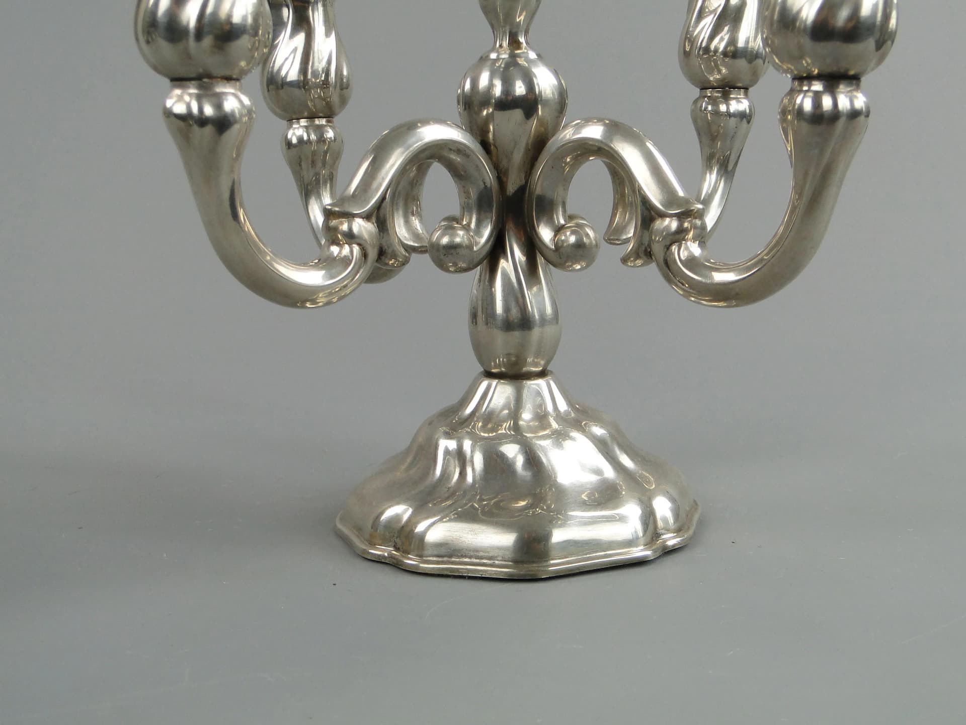 Kandelabr pięcioramienny Art déco, srebrny, mosiądz, Europa Zachodnia, lata 50. - 24681