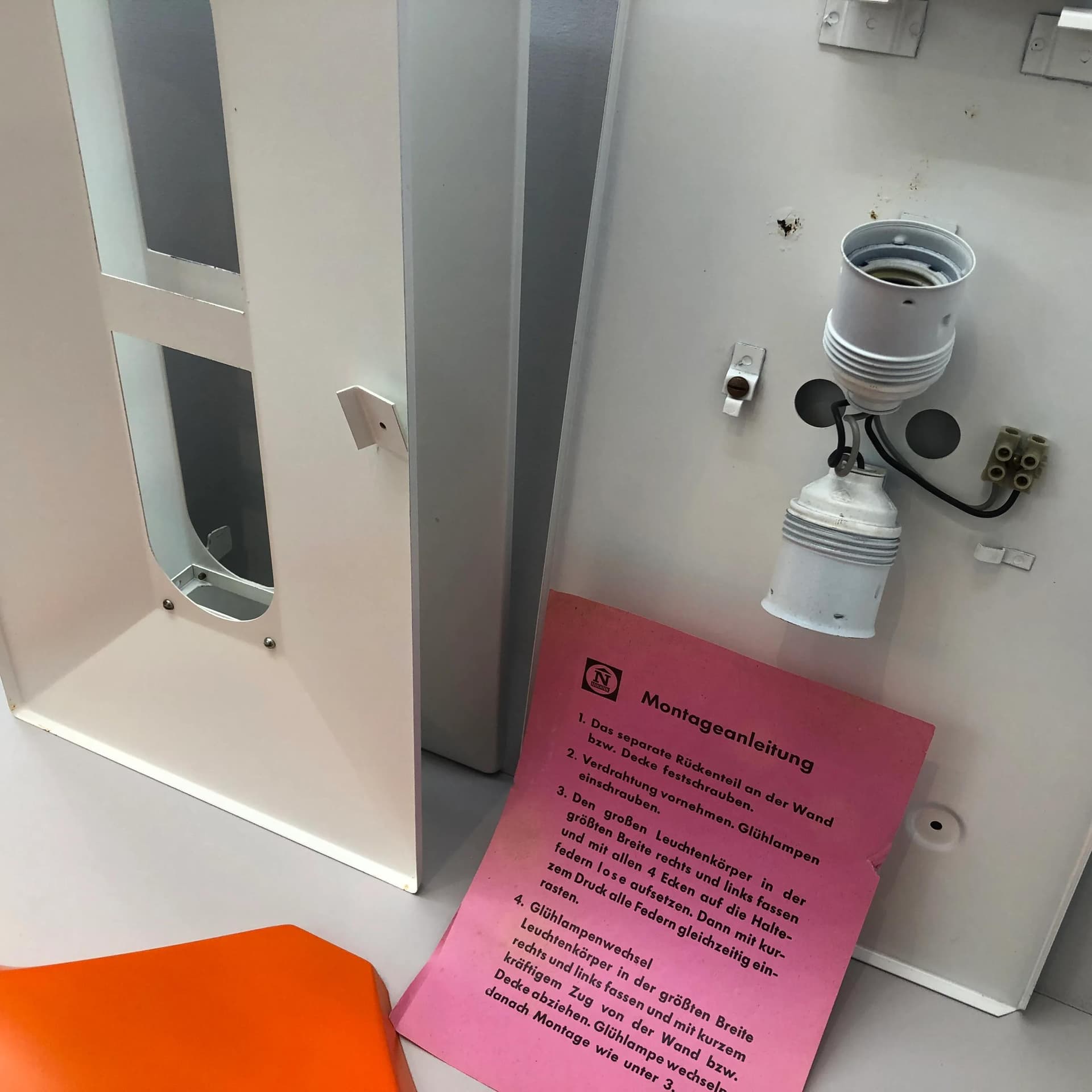 Kinkiet Space Age, pomarańczowy, metal, proj. K. Link, Niemcy, lata 70. - 24619