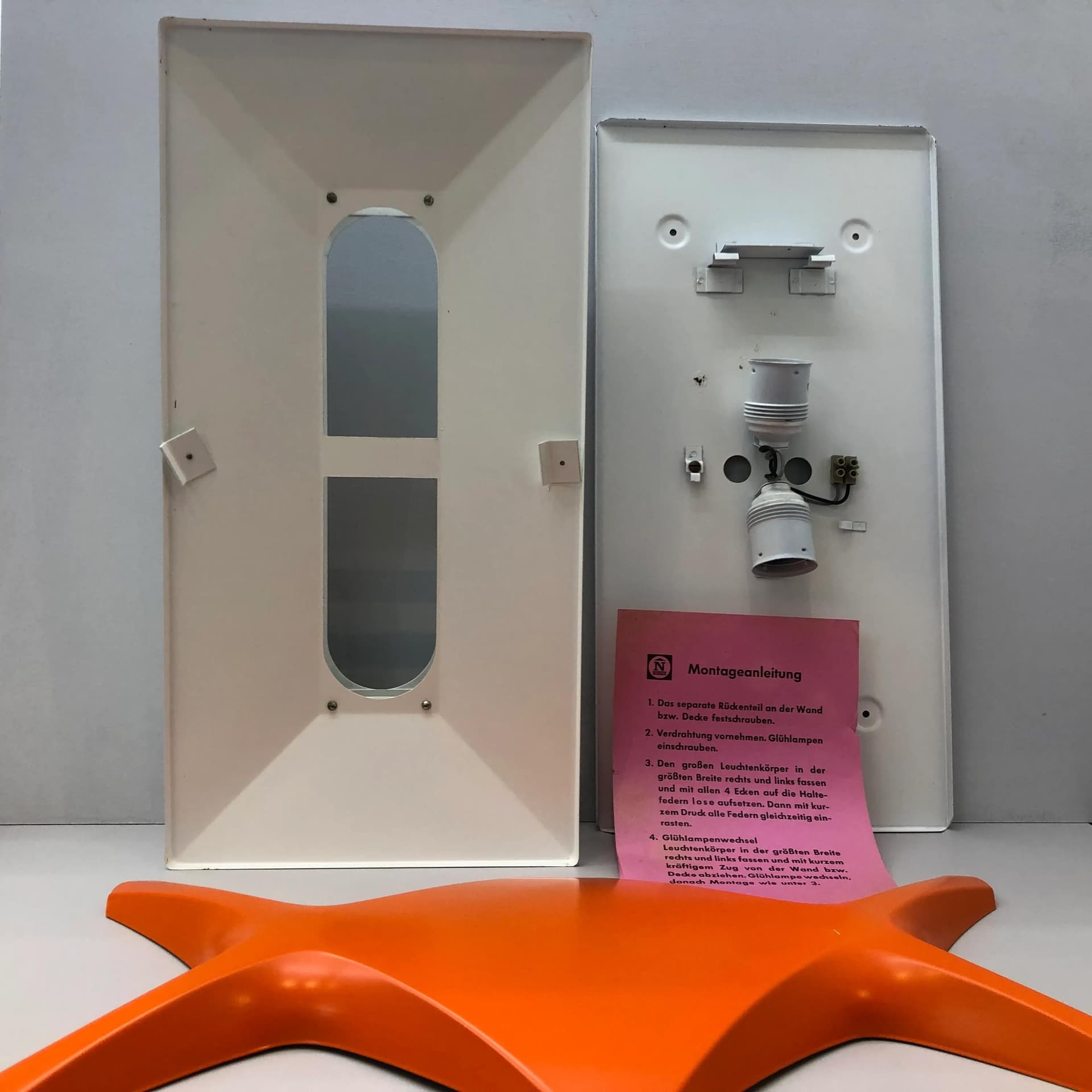 Kinkiet Space Age, pomarańczowy, metal, proj. K. Link, Niemcy, lata 70. - 24618