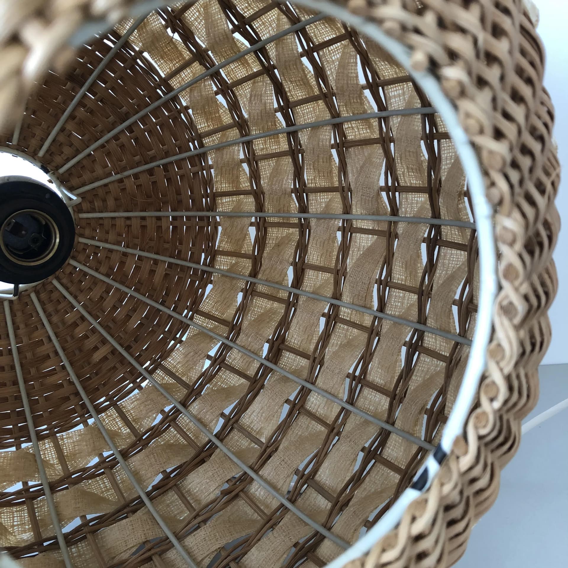 Pendant lamp, beige rattan, Germany, 1970s. - 24924