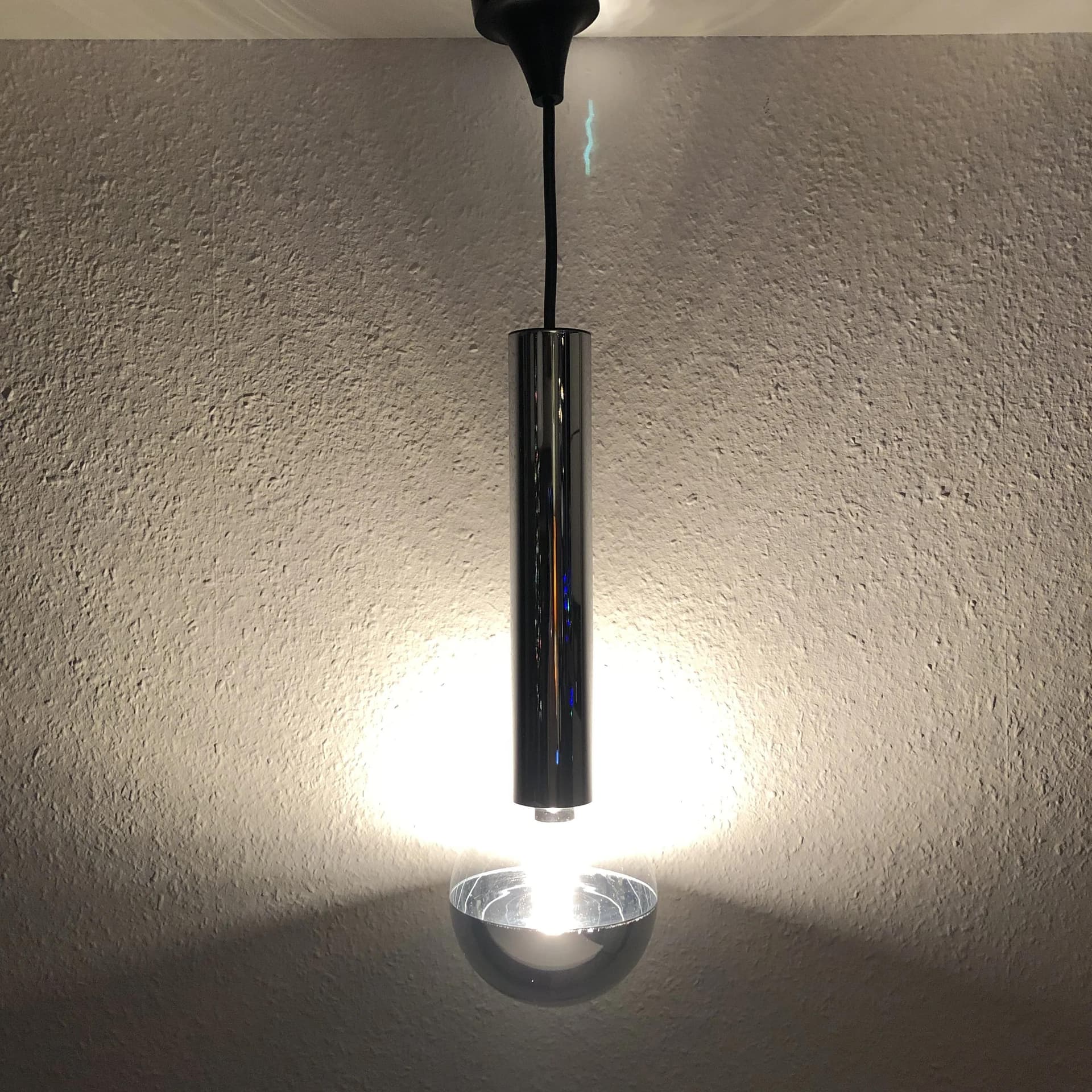 Lampa wisząca Space Age, stal chrom srebrny, szkło przezroczyste, proj. M. Ishi, Staff Leuchten, Niemcy, lata 70. - 24890